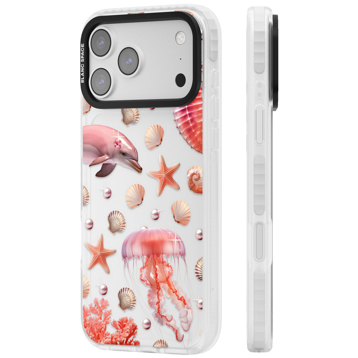 Pink Sealife iPhone 17 Pro Max Impact Clear Phone Case side