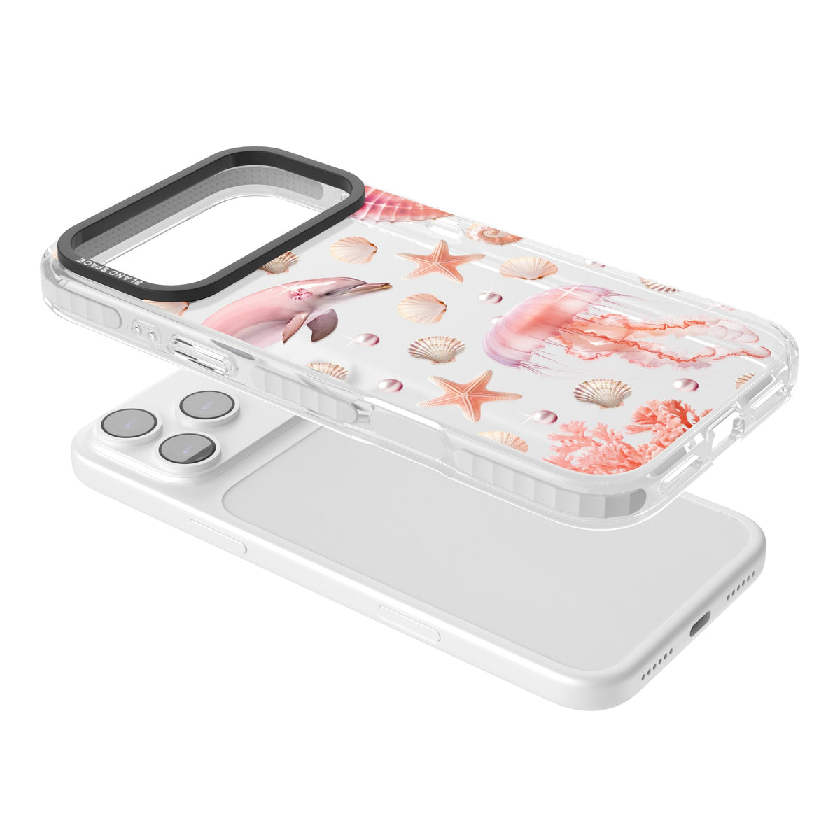 Pink Sealife iPhone 17 Pro Max Impact Clear Phone Case angled