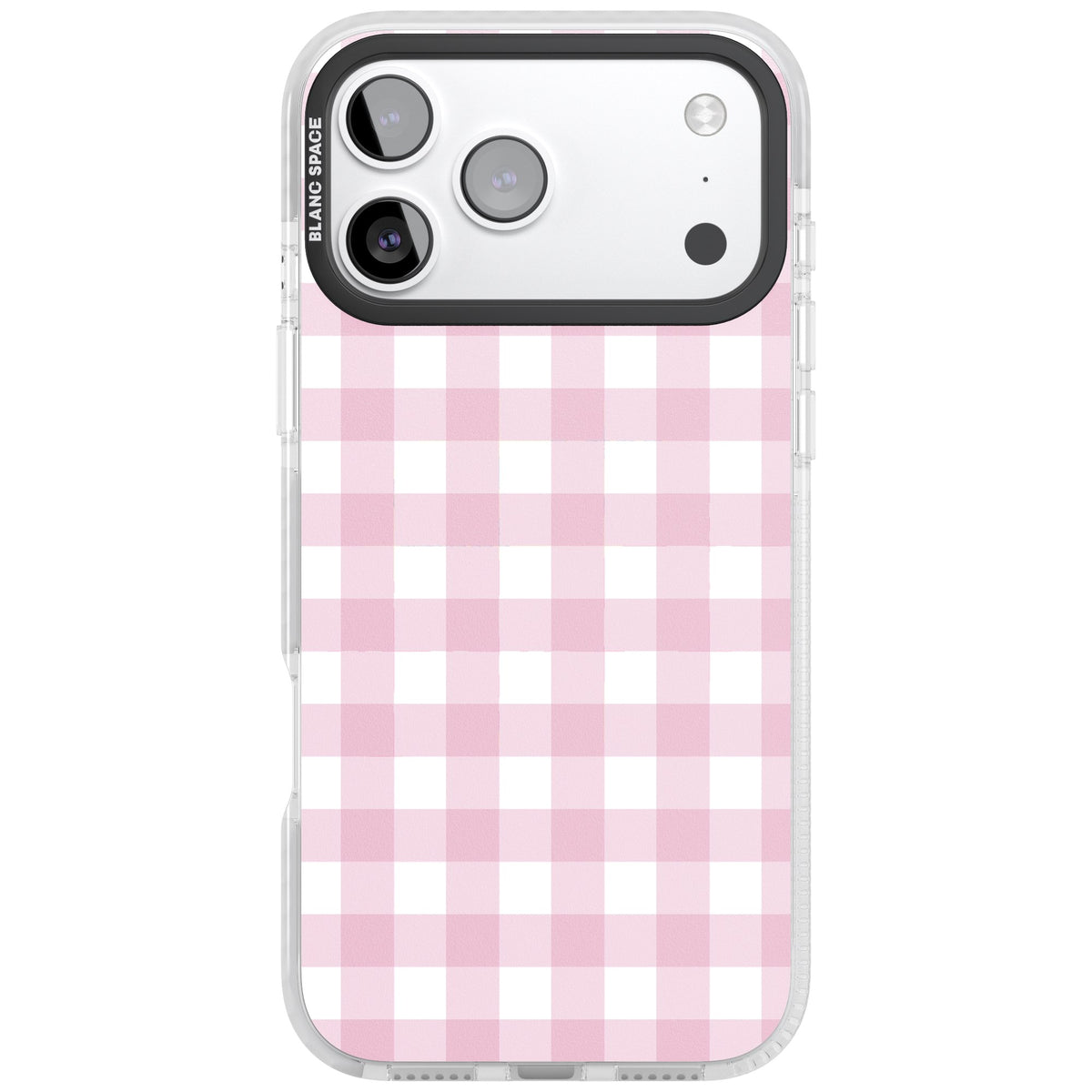 Pink Gingham iPhone 17 Pro Max Impact Clear Phone Case front