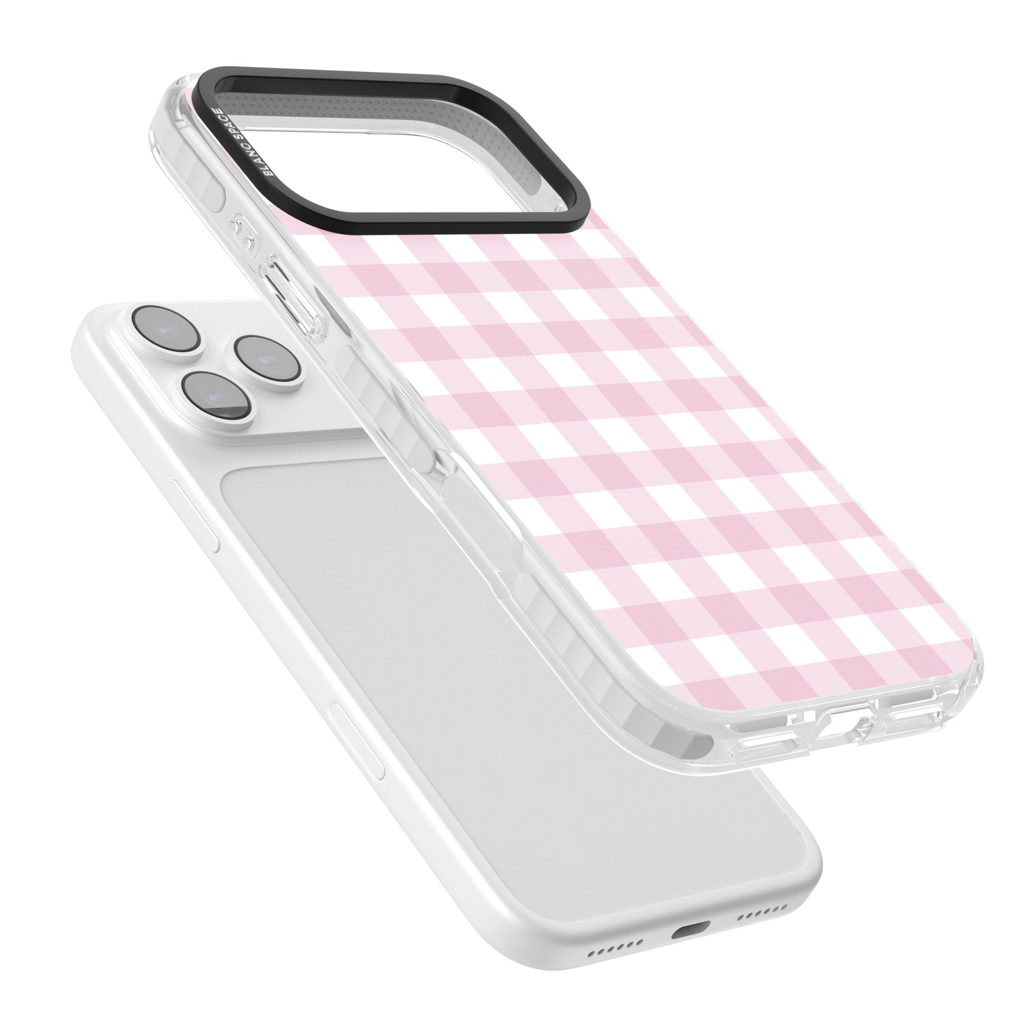 Pink Gingham Pattern iPhone 17 Pro Impact Clear Phone Case Colours