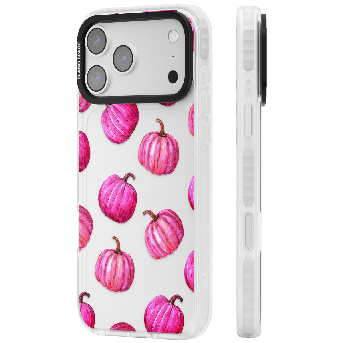 Pink Pumpkins iPhone 17 Pro Max Impact Clear Phone Case side