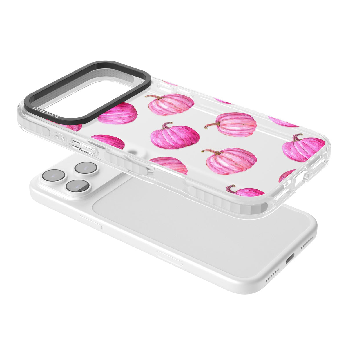 Pink Pumpkins iPhone 17 Pro Max Impact Clear Phone Case angled