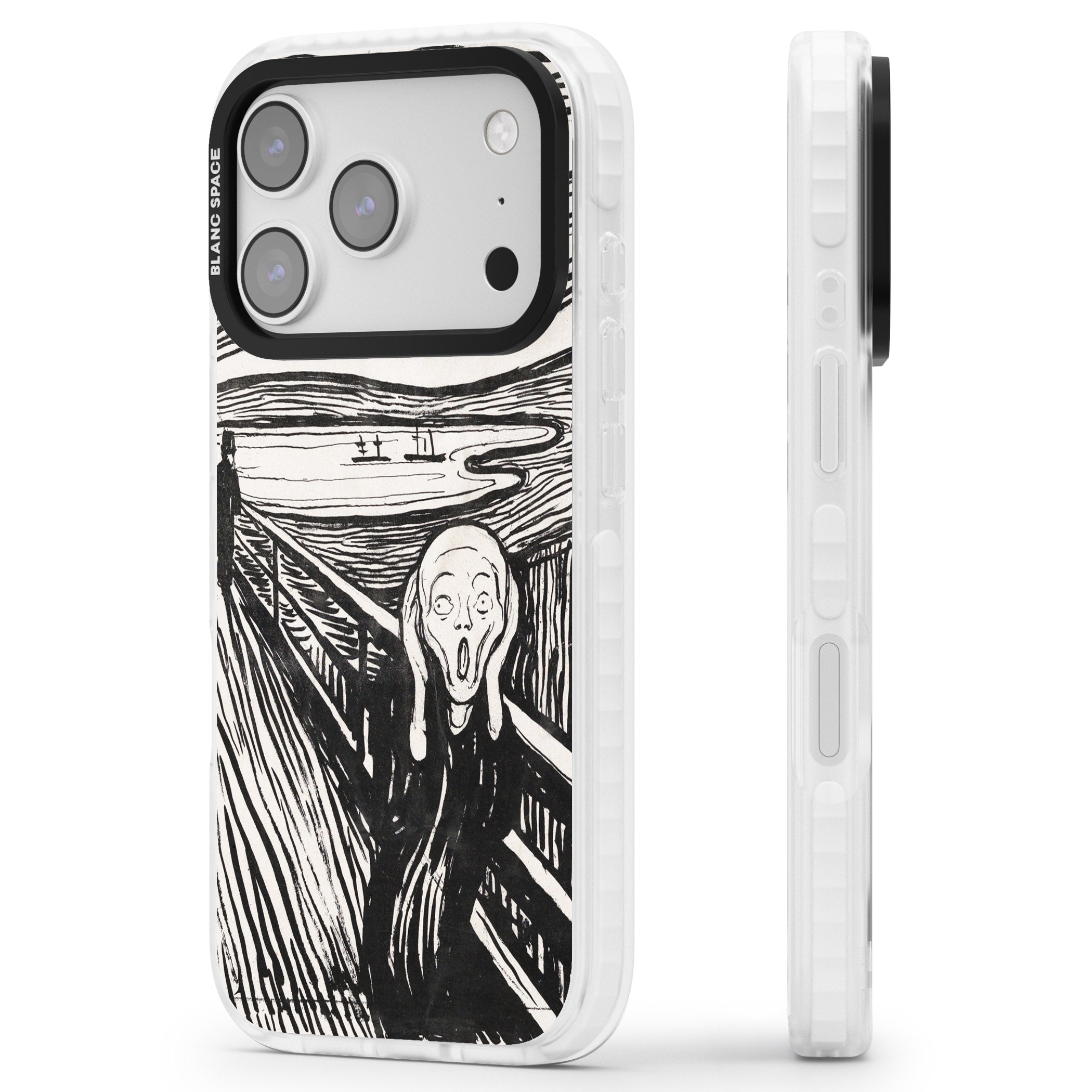 The Scream iPhone 17 Pro Impact Clear Phone Case Side Profile