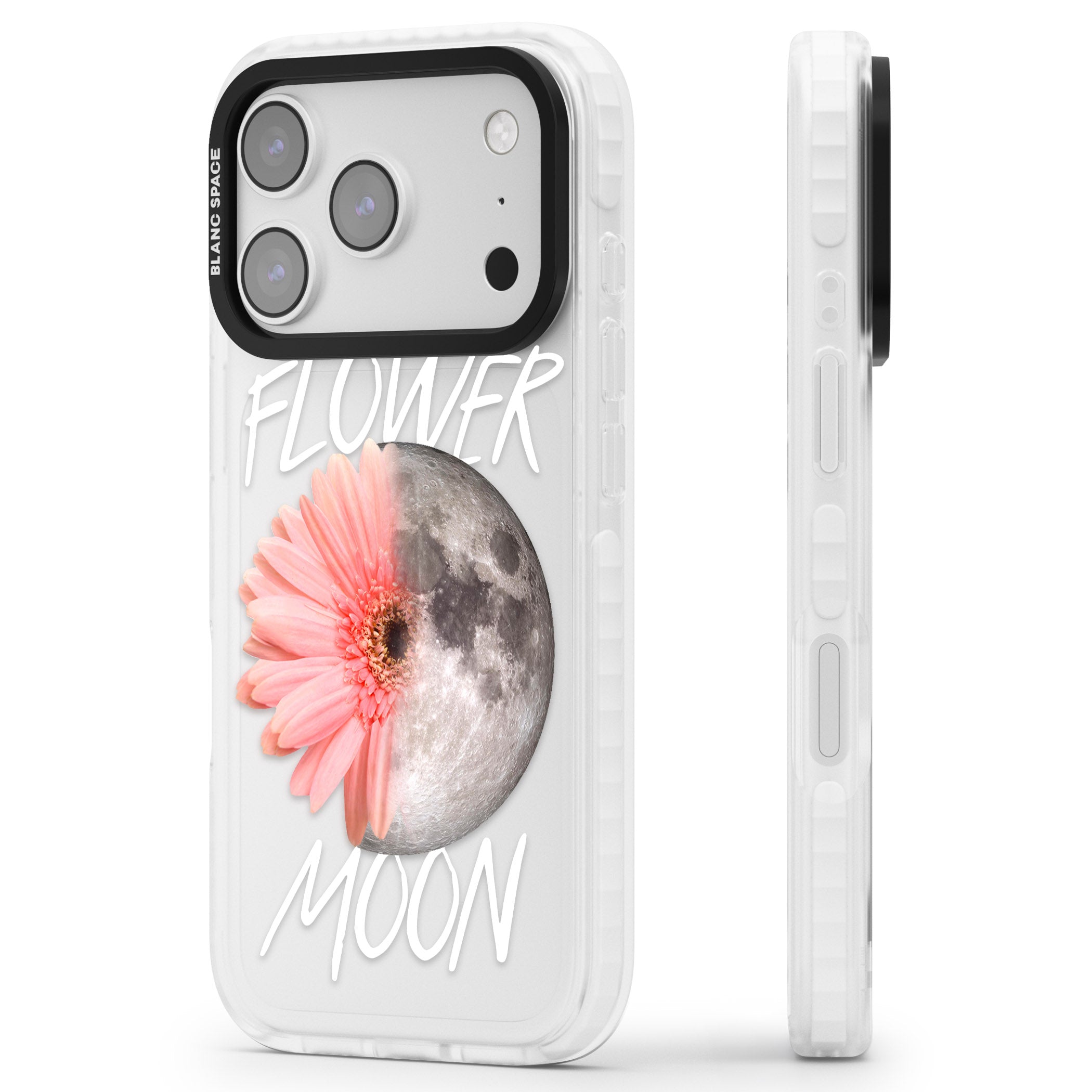 Flower Moon iPhone 17 Pro Impact Clear Phone Case Side Profile