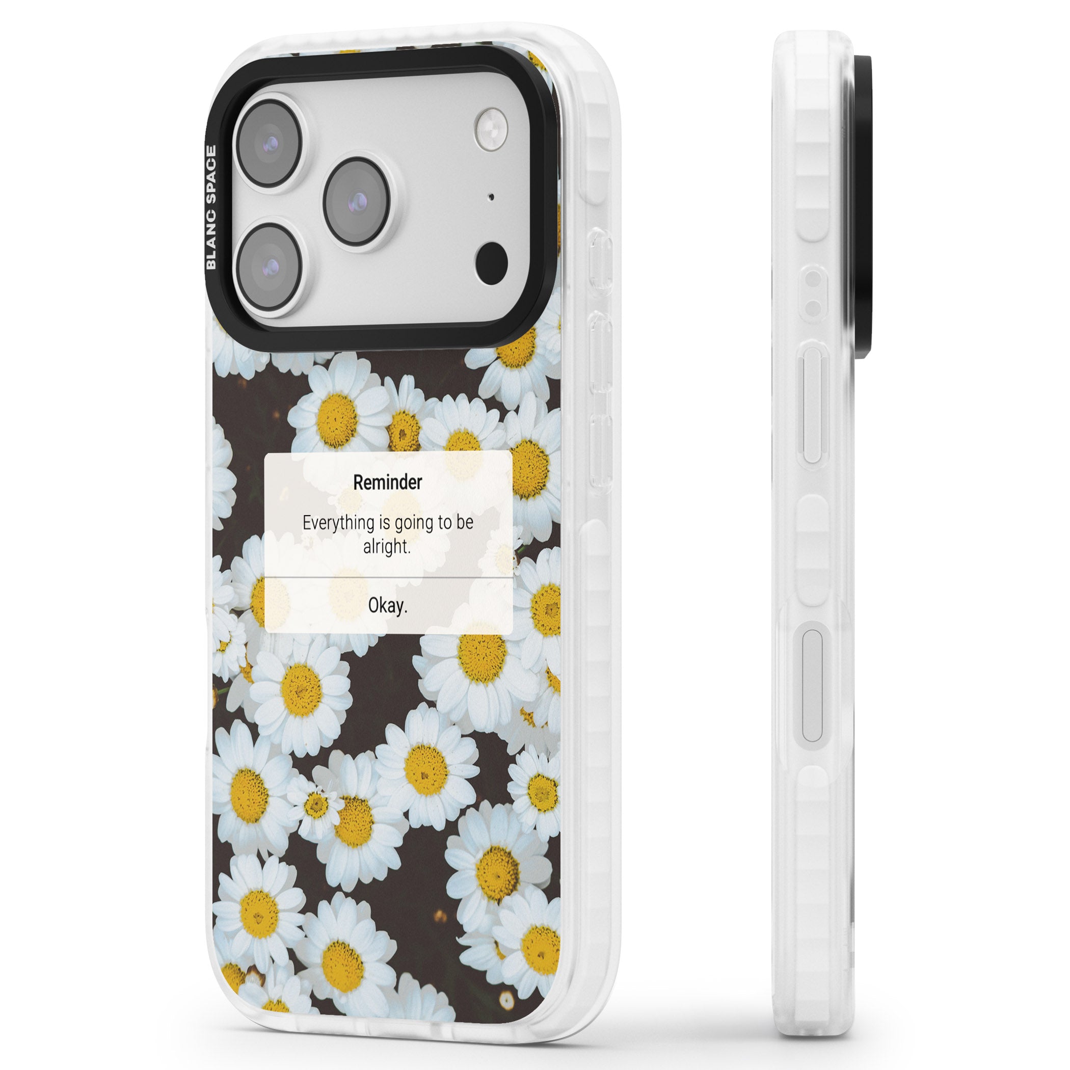 Daisy Reminder iPhone 17 Pro Impact Clear Phone Case Side Profile