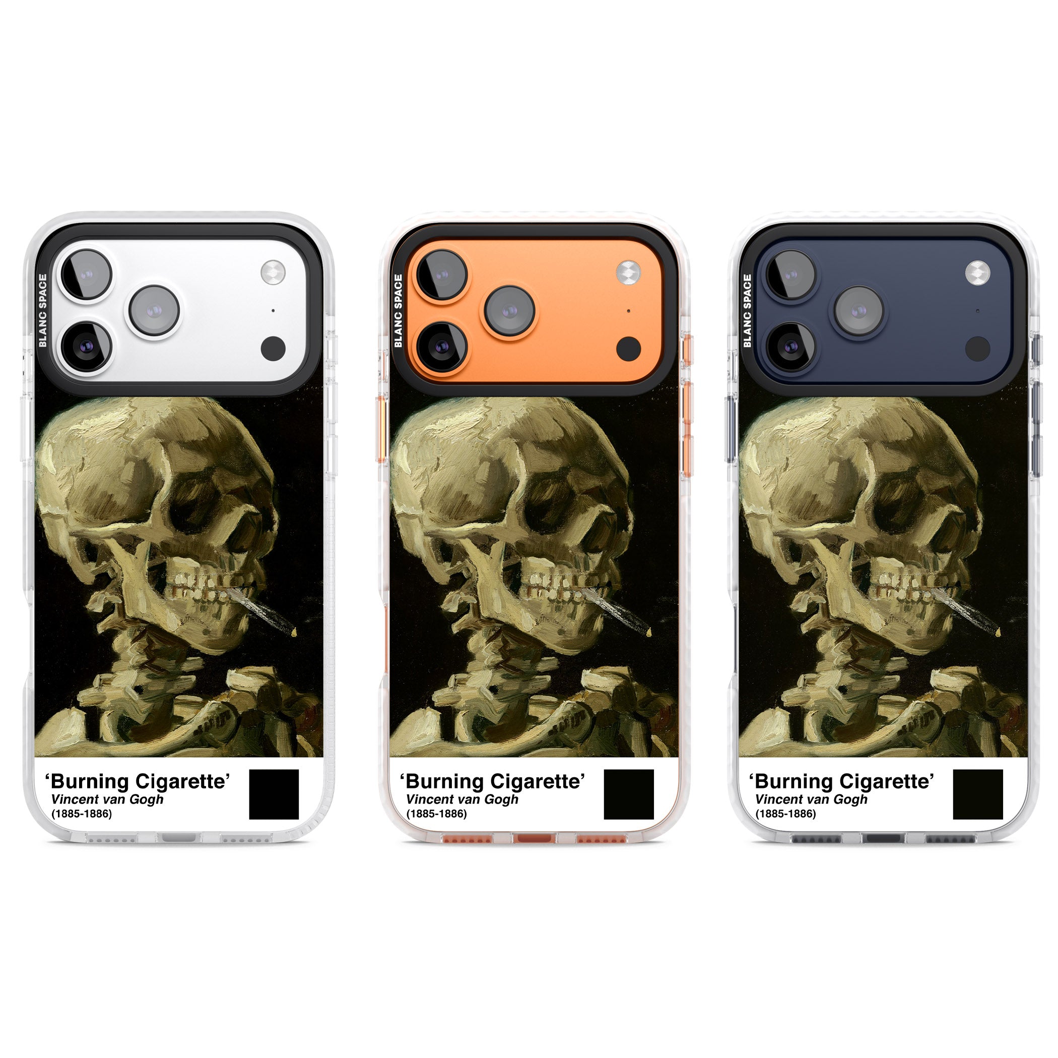 Skull Of A Skeleton With Burning Cigarette iPhone 17 Pro Impact Clear Phone Case APT Impact Protection