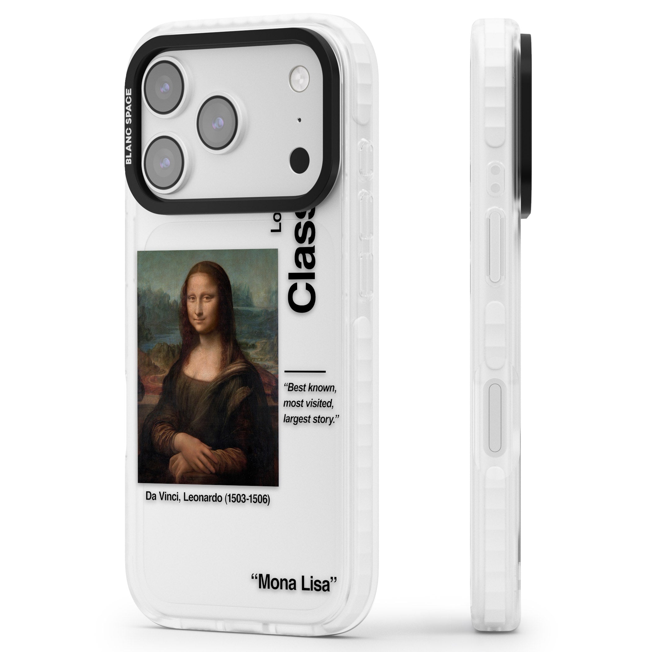 Mona Lisa Leonardo Da Vinci iPhone 17 Pro Impact Clear Phone Case Side Profile