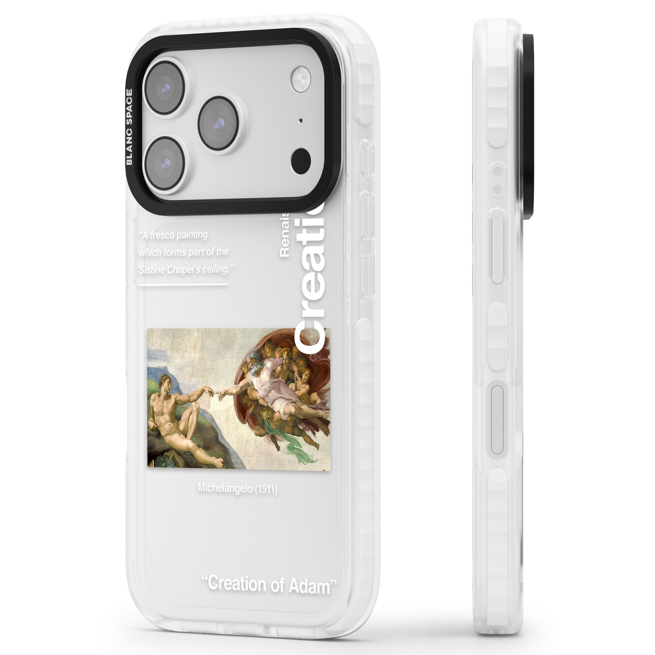 Creation Of Adam Michelangelo iPhone 17 Pro Impact Clear Phone Case Side Profile
