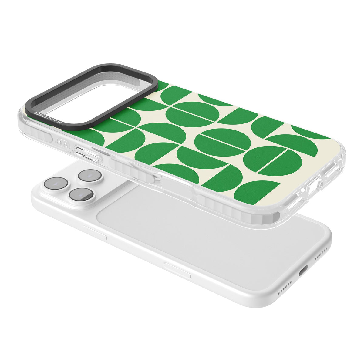 Bauhaus Green iPhone 17 Pro Max Impact Clear Phone Case angled