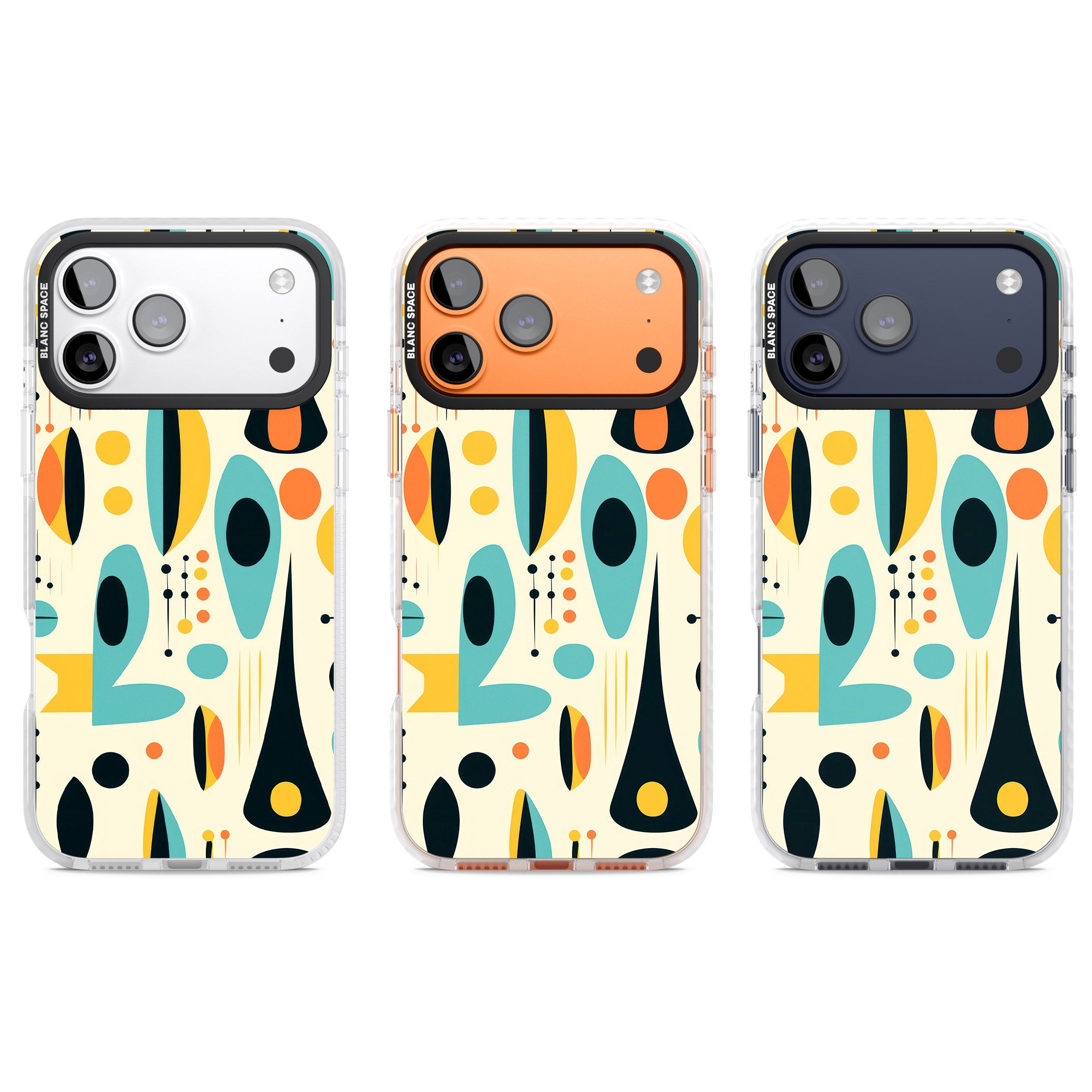 Mid Century Atomic Pattern iPhone 17 Pro Impact Clear Phone Case APT Impact Protection