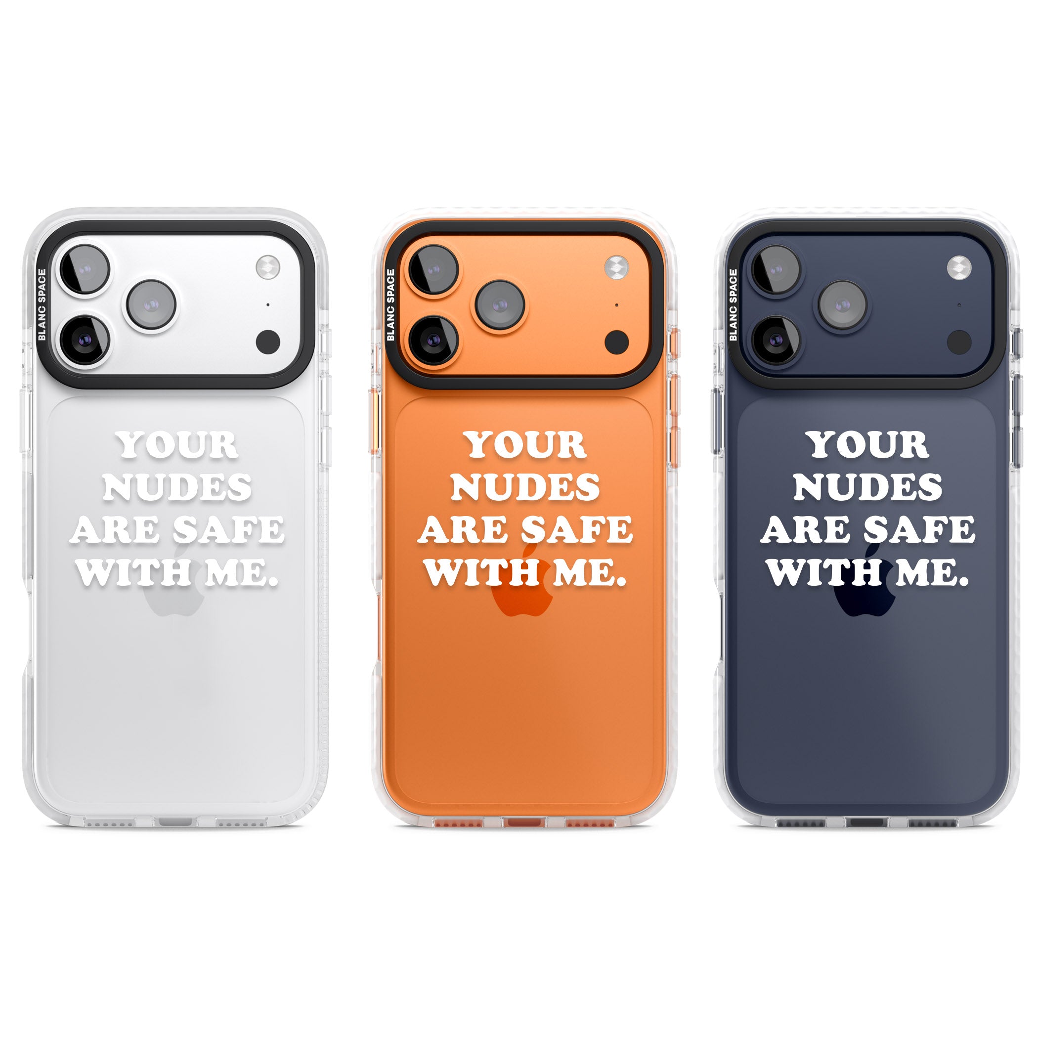 Your Nudes Are Safe White iPhone 17 Pro Impact Clear Phone Case APT Impact Protection