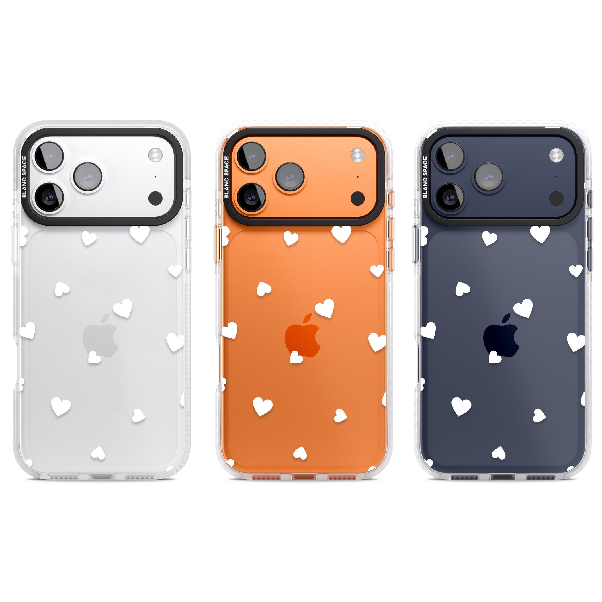 White Hearts iPhone 17 Pro Impact Clear Phone Case APT Impact Protection