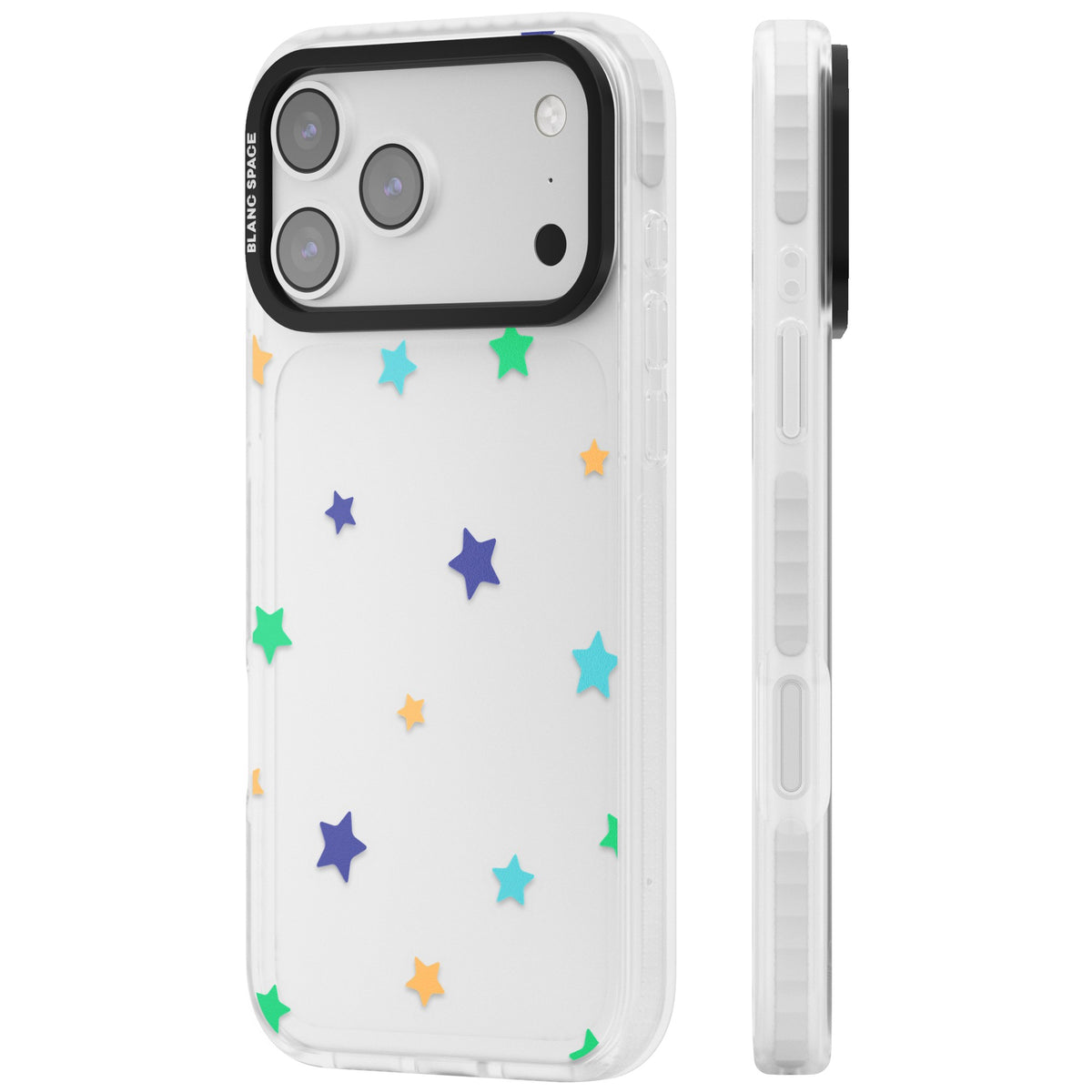 Pastel Star Pattern iPhone 17 Pro Max Impact Clear Phone Case side