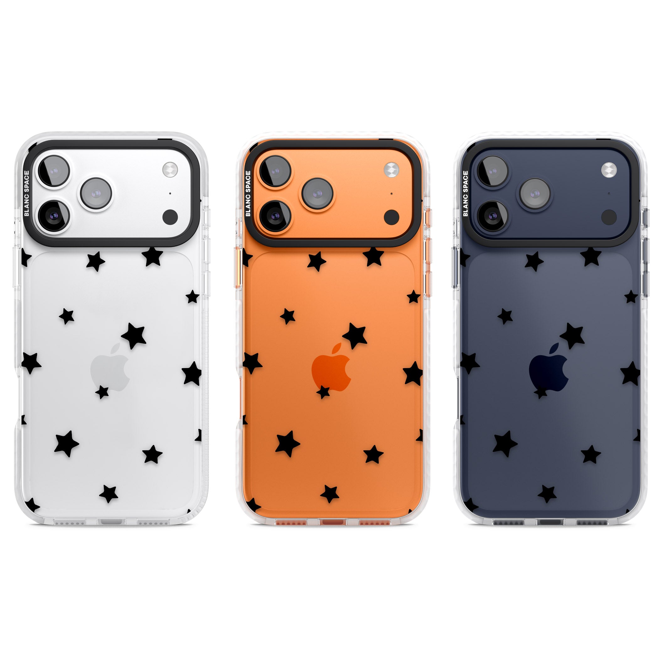Starry Night Black Stars iPhone 17 Pro Impact Clear Phone Case APT Impact Protection