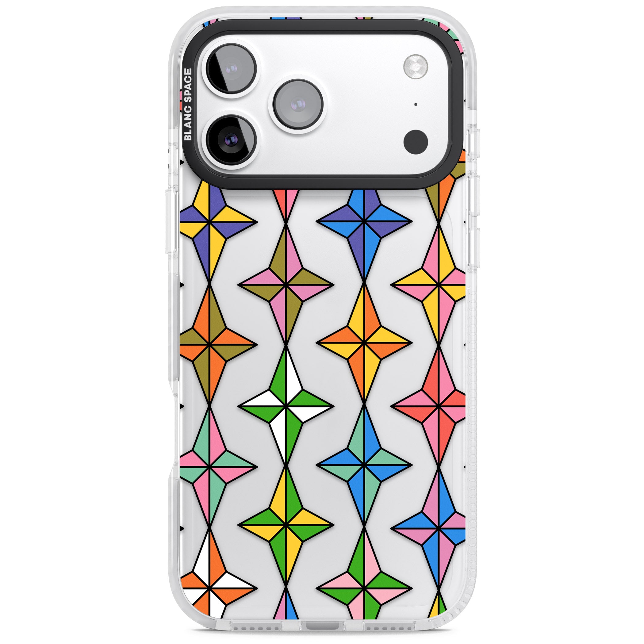 Multi Colour Stars Pattern iPhone 17 Pro Impact Clear Phone Case
