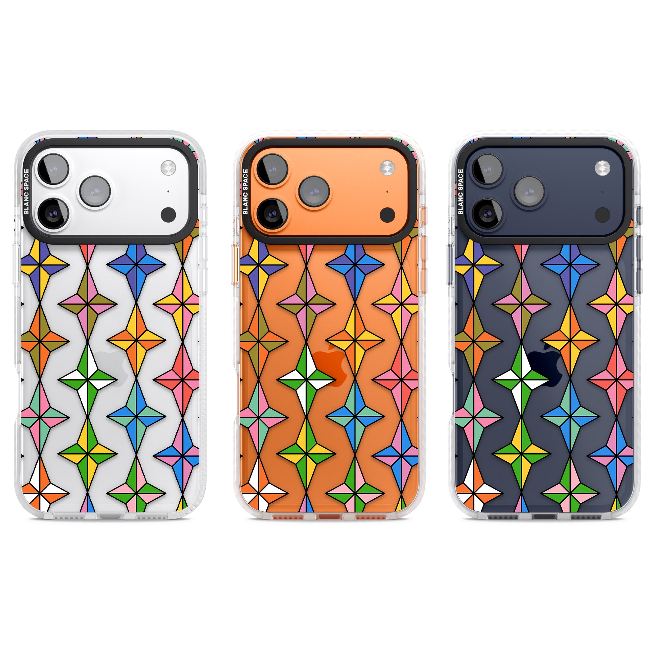 Multi Colour Stars Pattern iPhone 17 Pro Impact Clear Phone Case APT Impact Protection