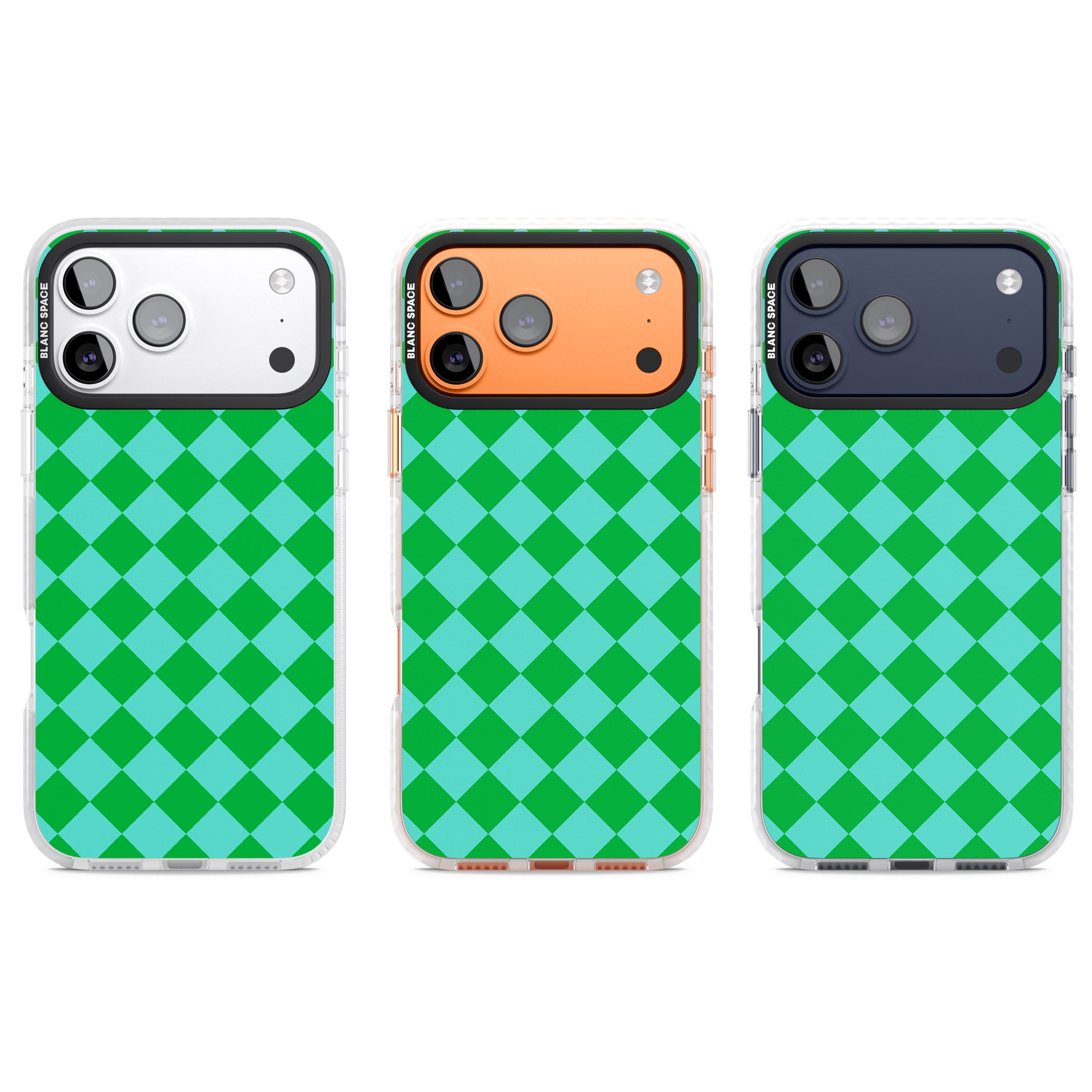 Retro Green Diamond Plaid iPhone 17 Pro Impact Clear Phone Case APT Impact Protection
