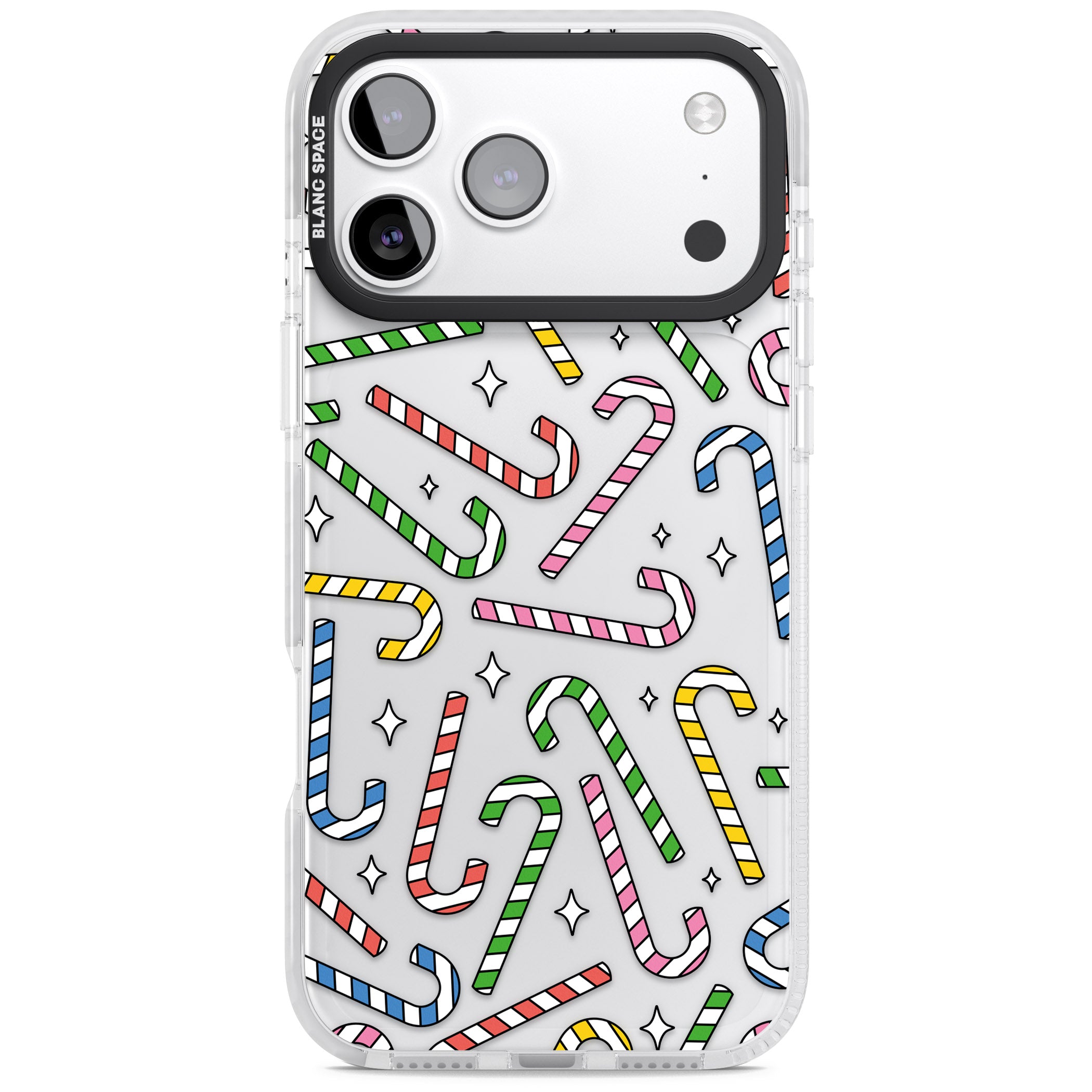 Colourful Stars & Candy Canes iPhone 17 Pro Impact Clear Phone Case
