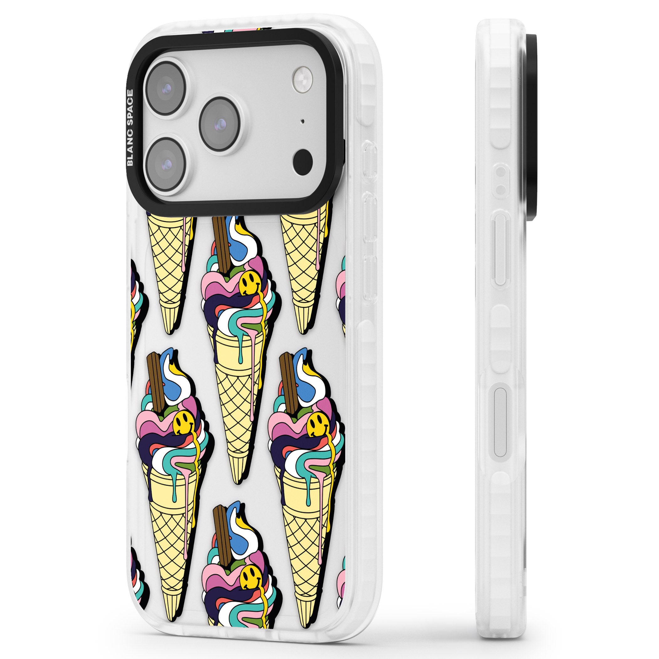 Trip & Drip Ice Cream iPhone 17 Pro Impact Clear Phone Case Side Profile