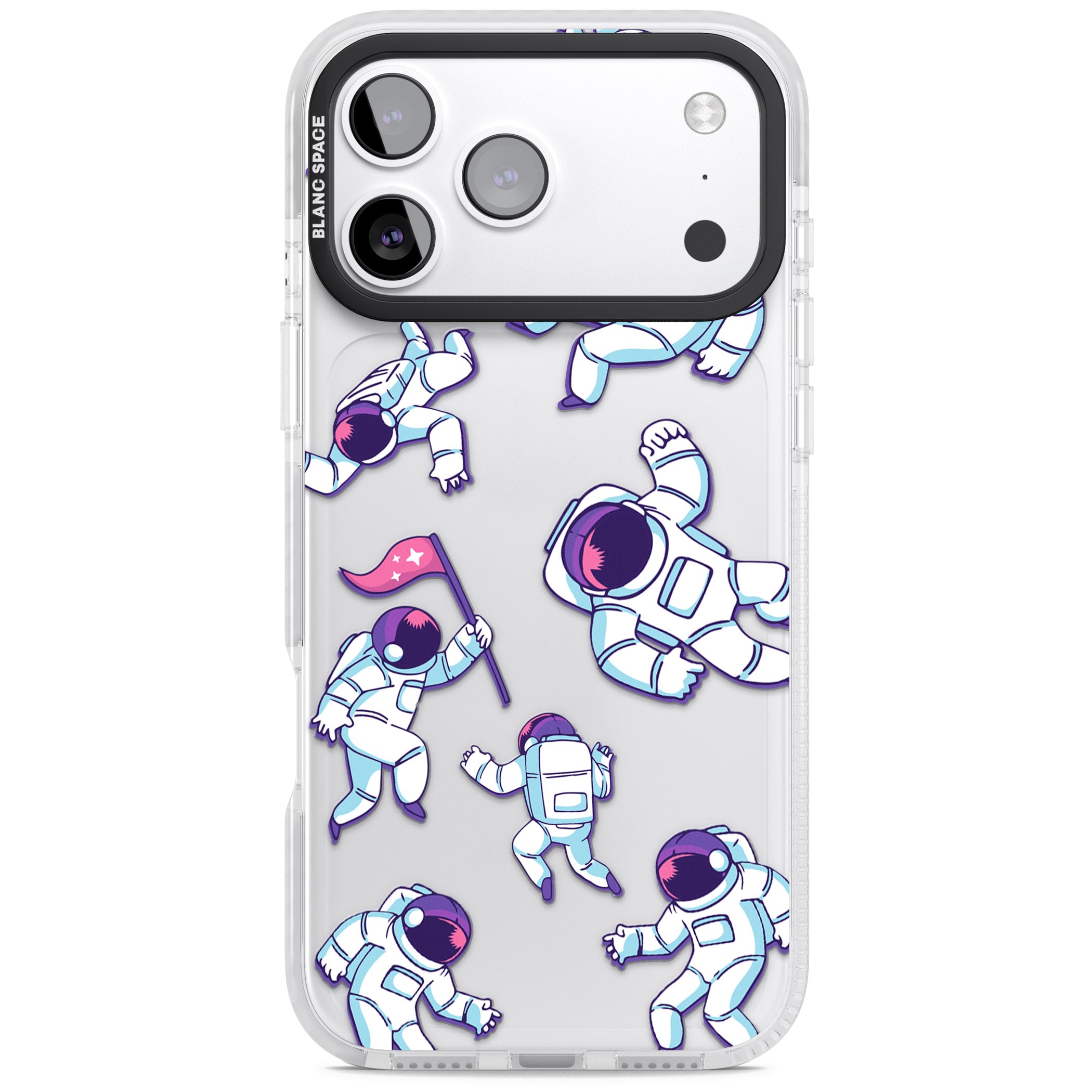 Astronaut Pattern iPhone 17 Pro Impact Clear Phone Case