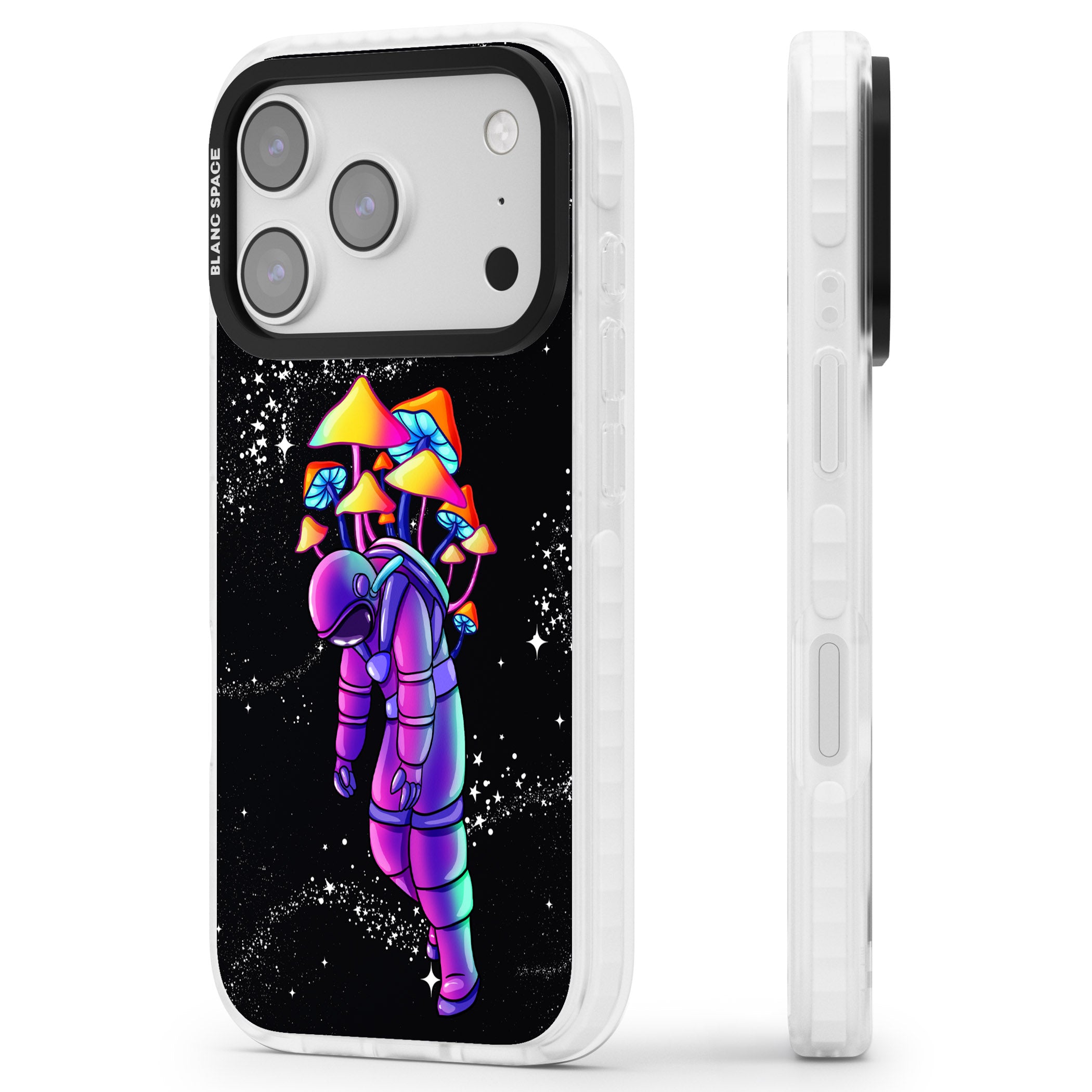 Space Mutation iPhone 17 Pro Impact Clear Phone Case Side Profile