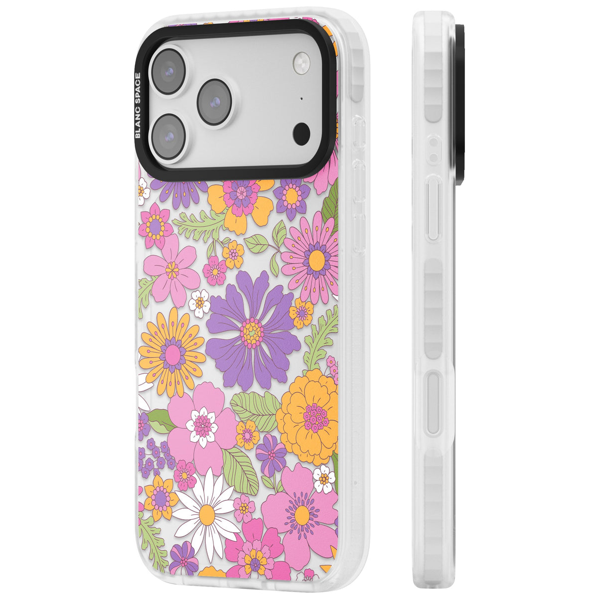 Soft Flowers iPhone 17 Pro Max Impact Clear Phone Case side