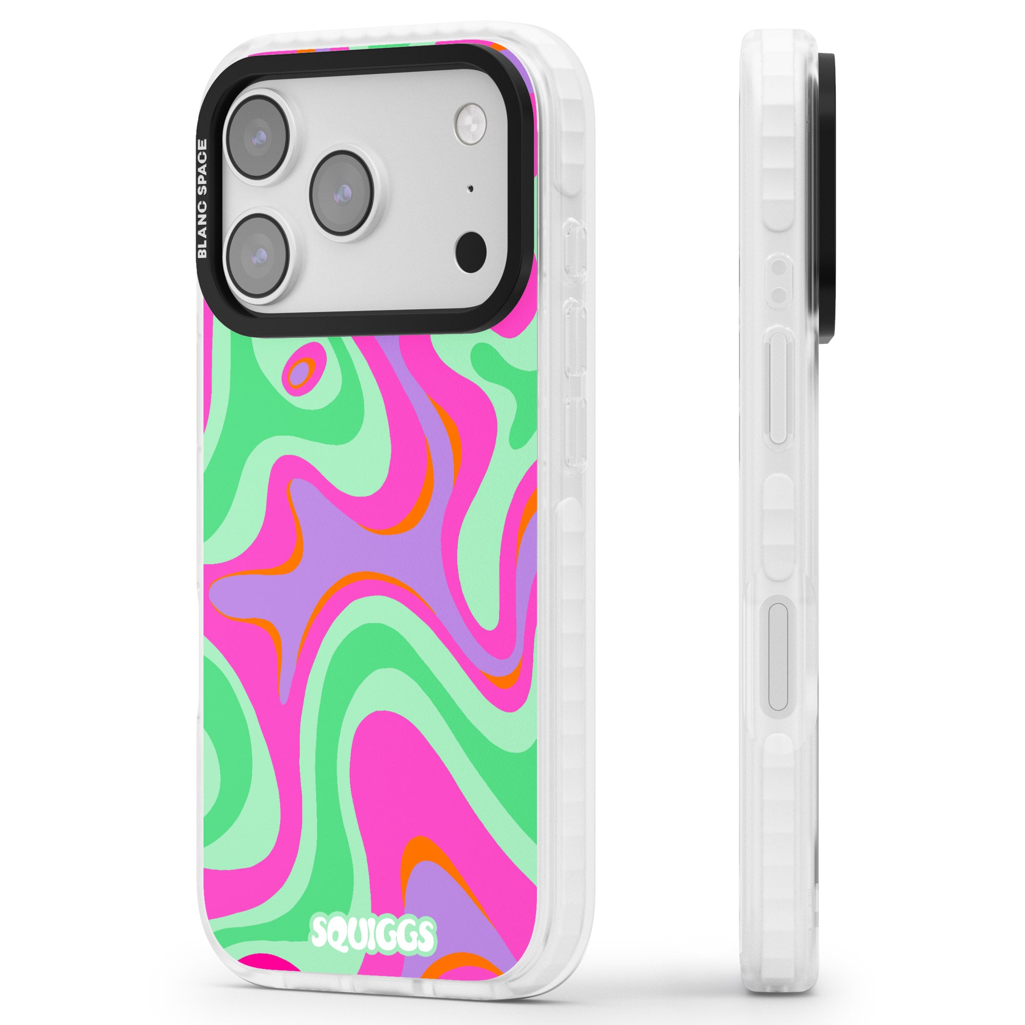 Pink Lava iPhone 17 Pro Impact Clear Phone Case Side Profile