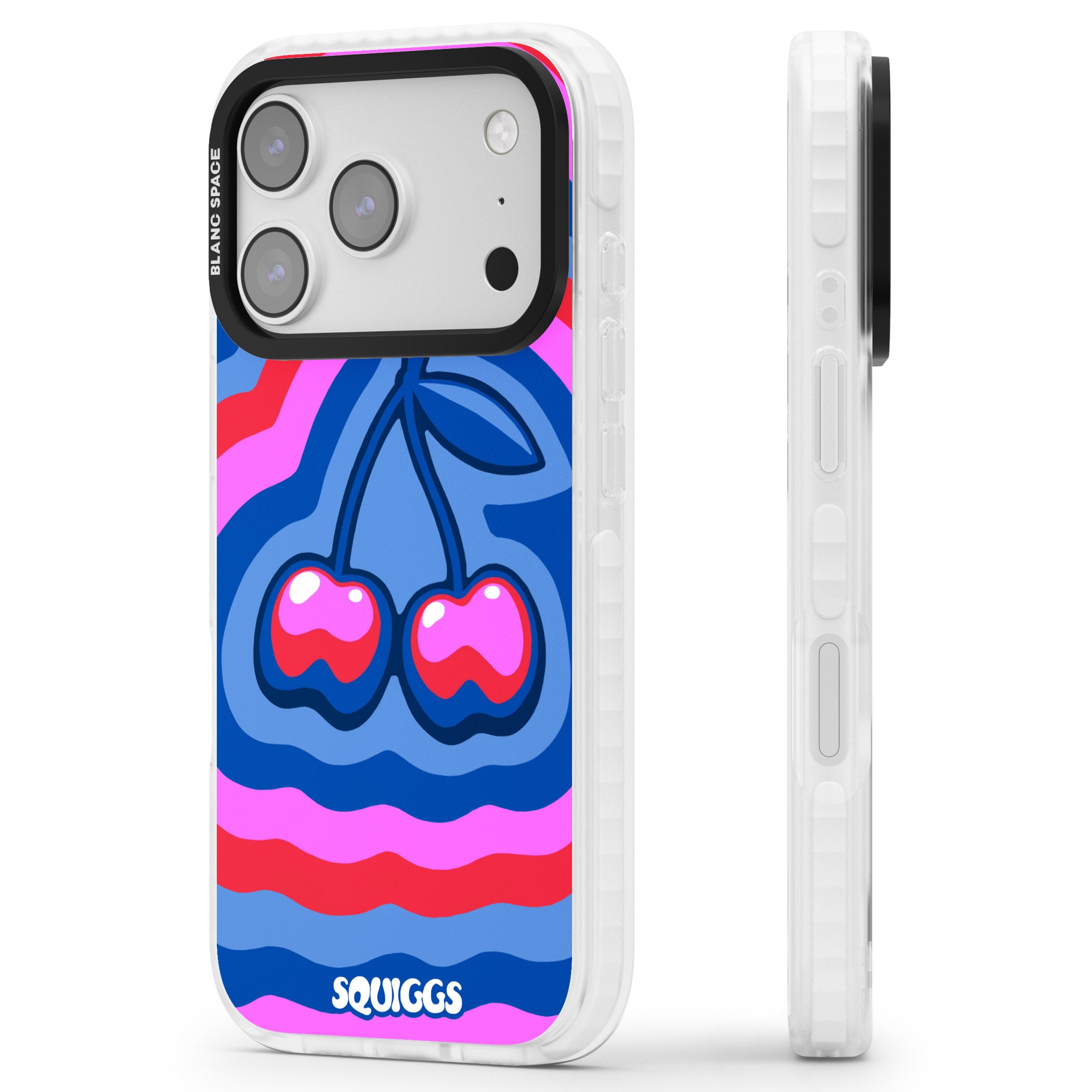 Cherry Rainbow iPhone 17 Pro Impact Clear Phone Case Side Profile