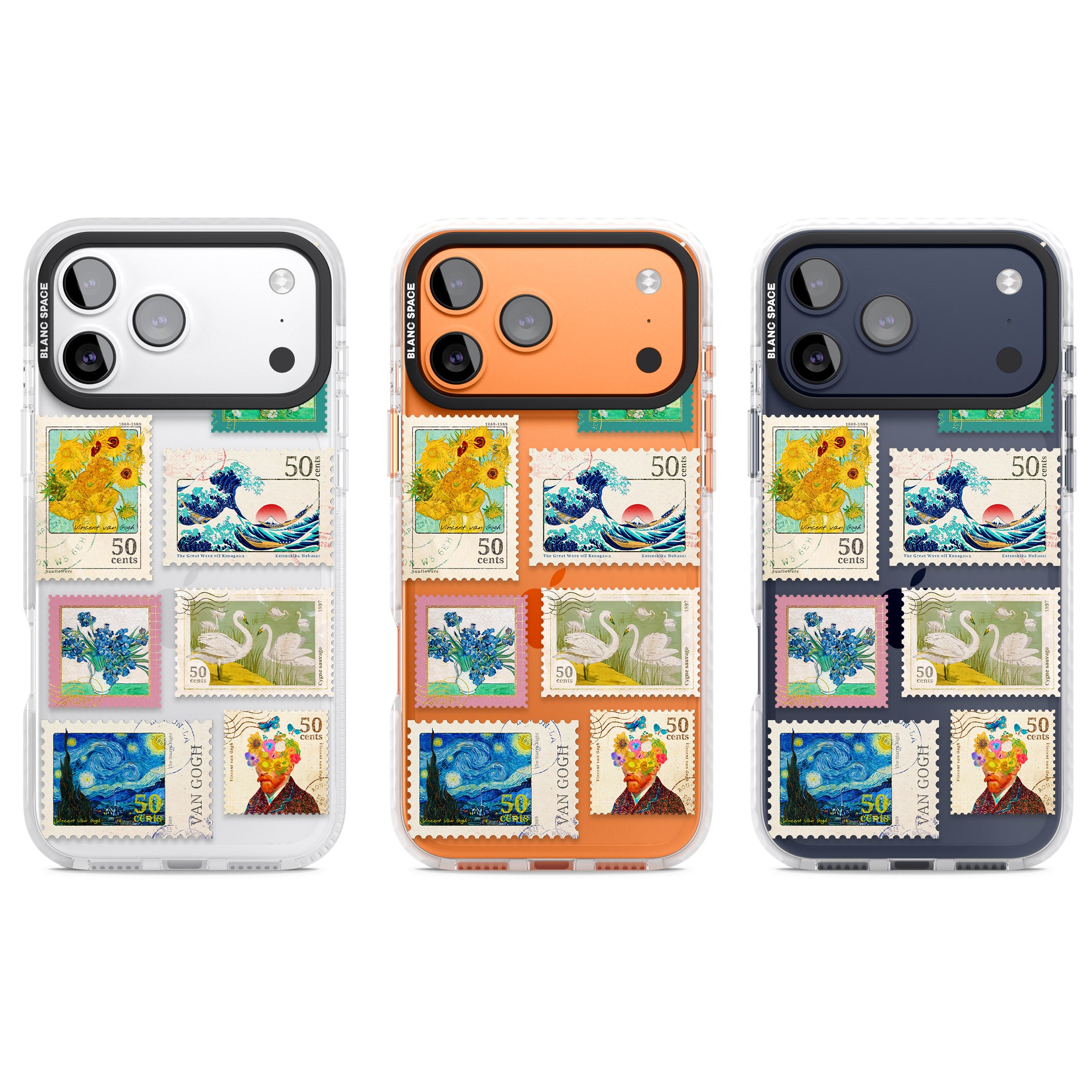 Vintage Art Stamps iPhone 17 Pro Impact Clear Phone Case APT Impact Protection