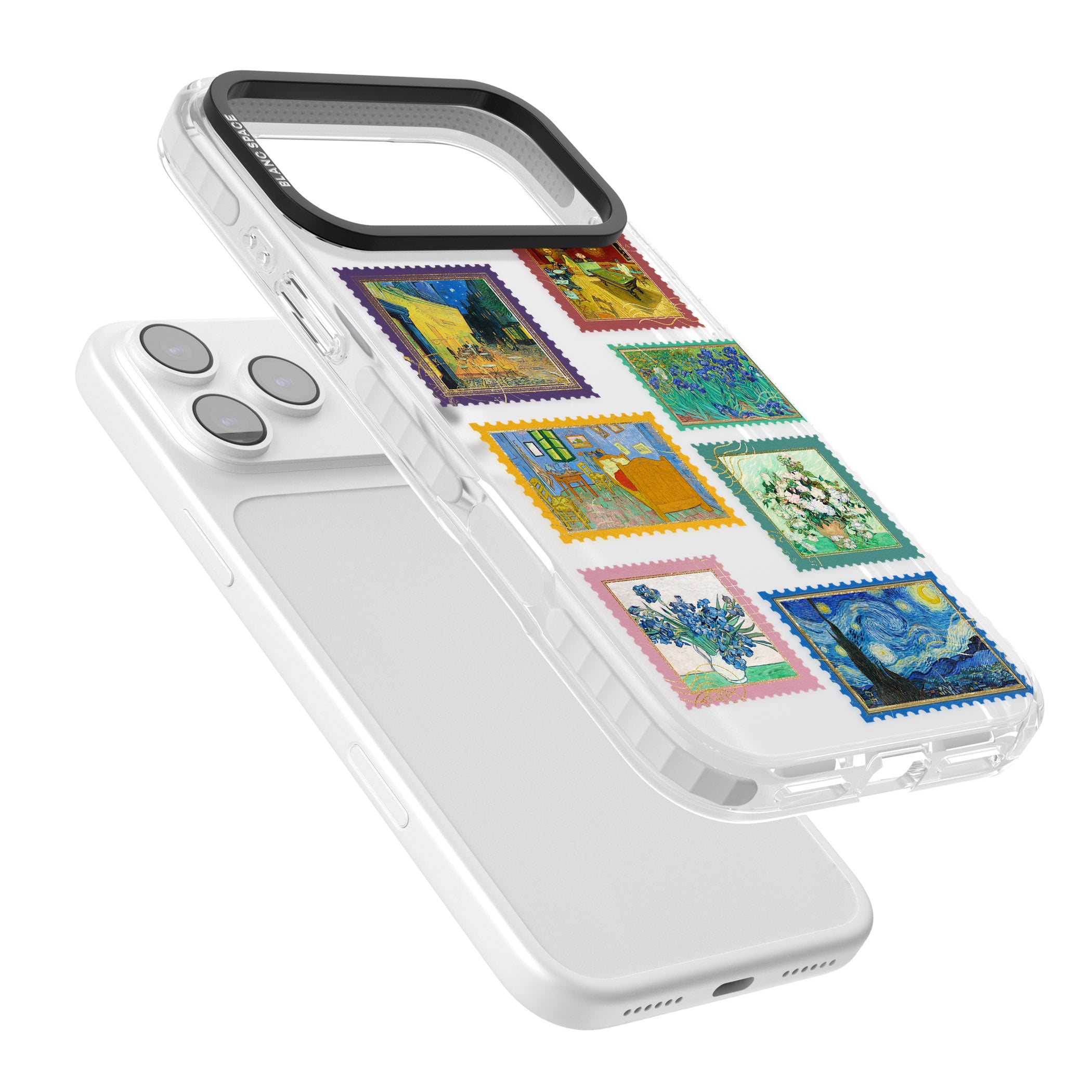 Colourful Vintage Art Stamps iPhone 17 Pro Impact Clear Phone Case Colours