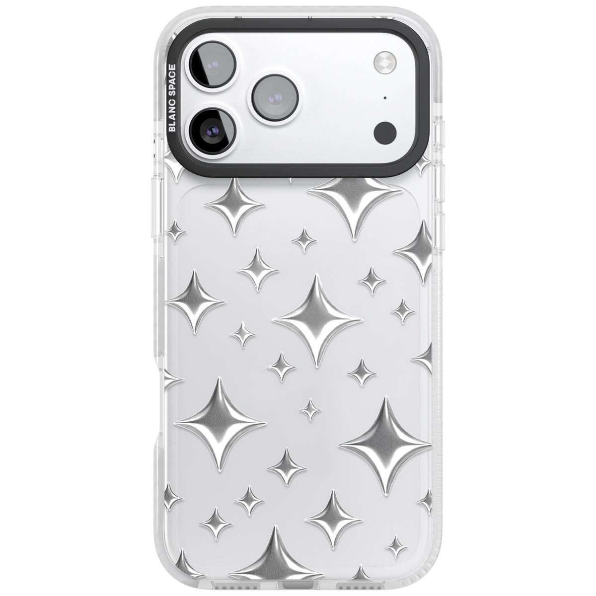 Chrome Puff Sparkle Pattern iPhone 17 Pro Max Impact Clear Phone Case front
