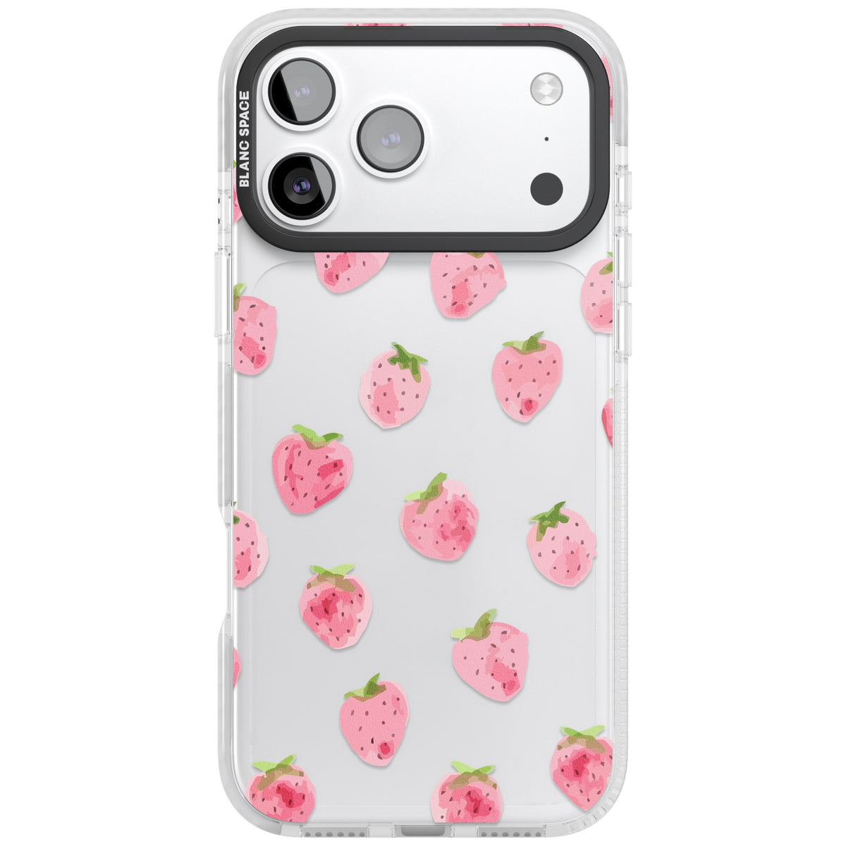 Pink Strawberry iPhone 17 Pro Max Impact Clear Phone Case front