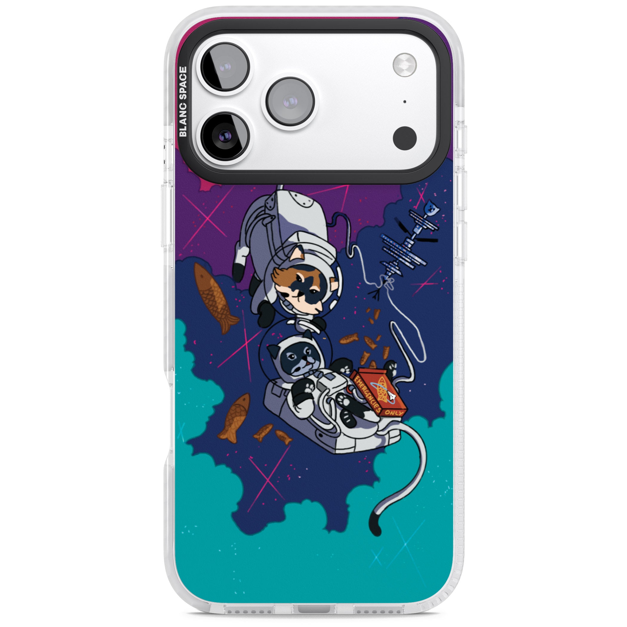 Cats In Space iPhone 17 Pro Impact Clear Phone Case
