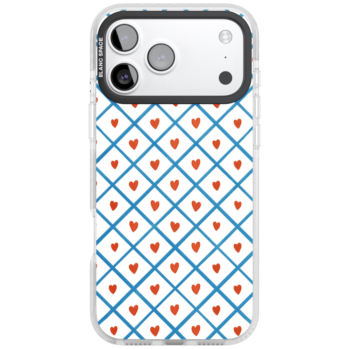 Lattice Love Hearts iPhone 17 Pro Max Impact Clear Phone Case front
