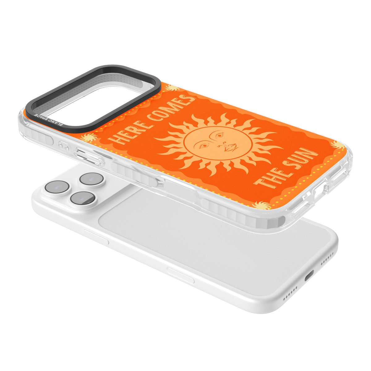 Here Comes The Sun iPhone 17 Pro Max Impact Clear Phone Case angled