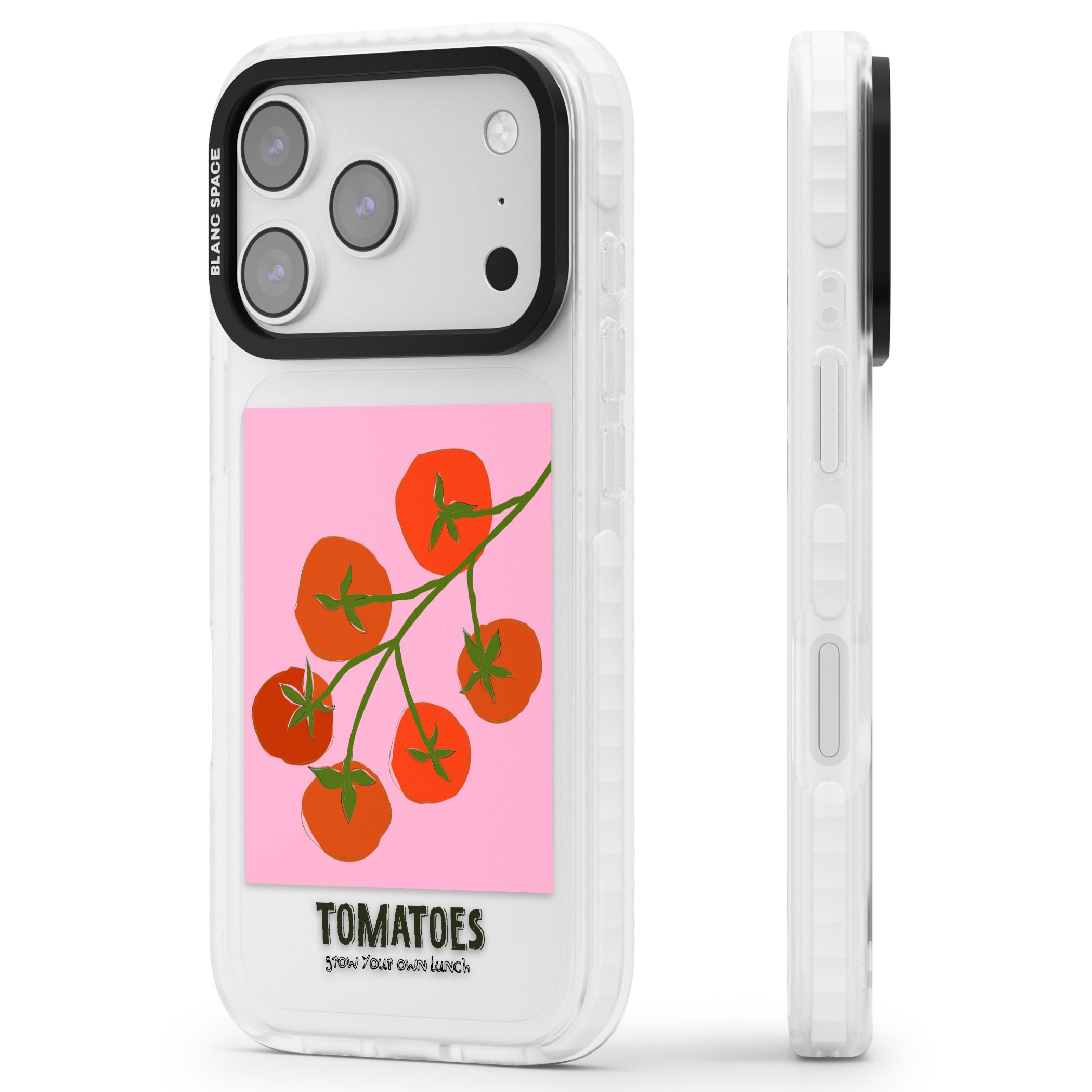 Own Tomatoes iPhone 17 Pro Impact Clear Phone Case Side Profile
