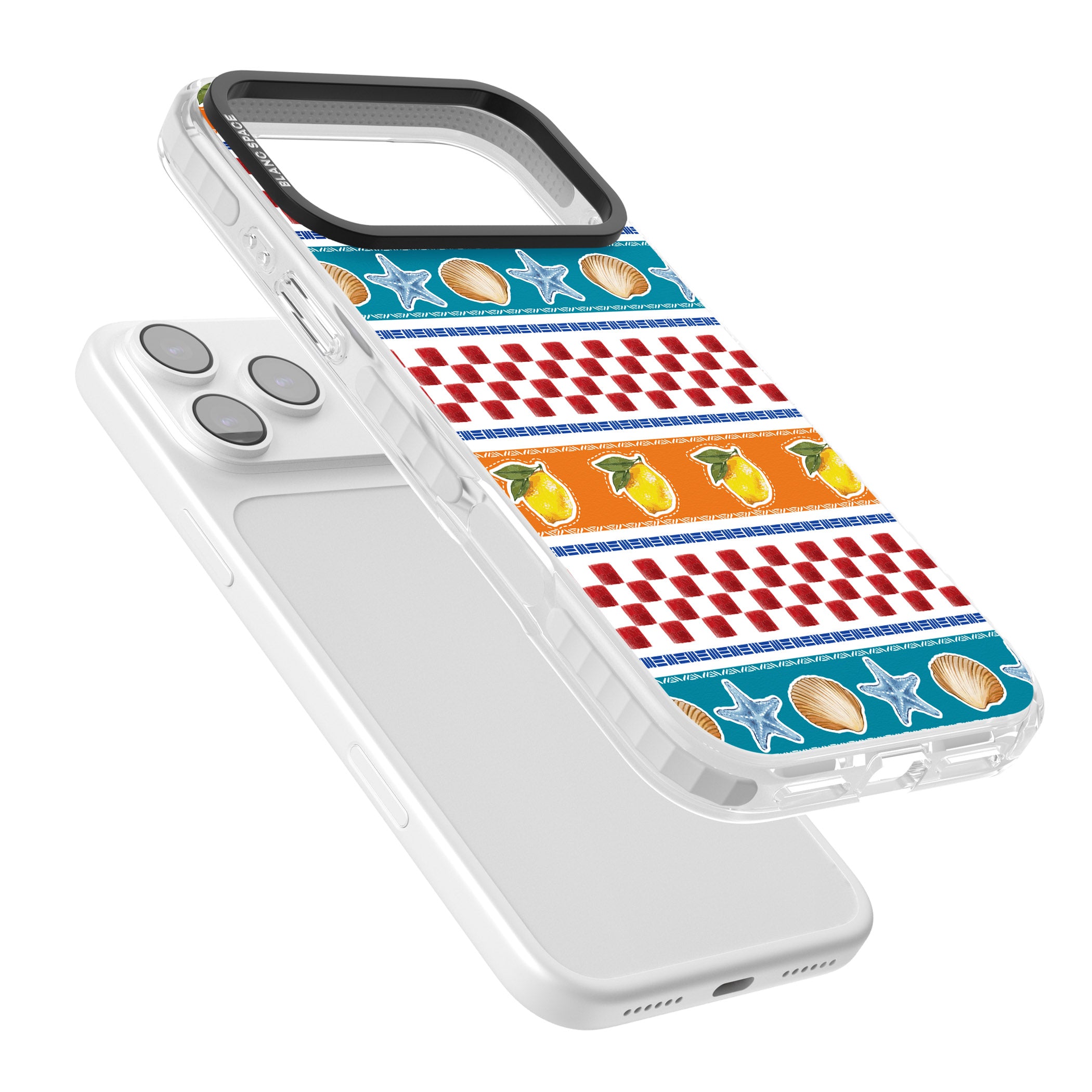 Coastal Italian Check Pattern iPhone 17 Pro Impact Clear Phone Case Colours