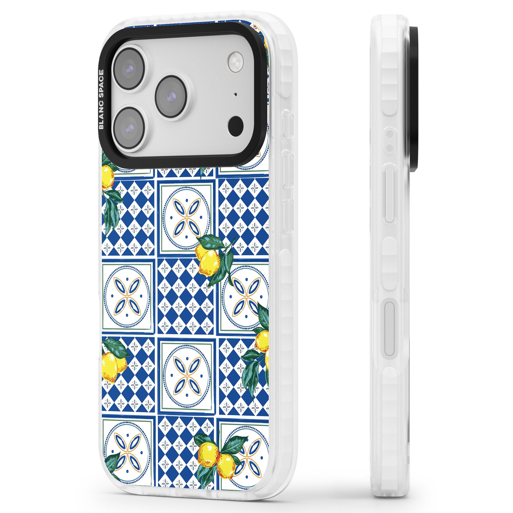 Lemon Tiles iPhone 17 Pro Impact Clear Phone Case Side Profile
