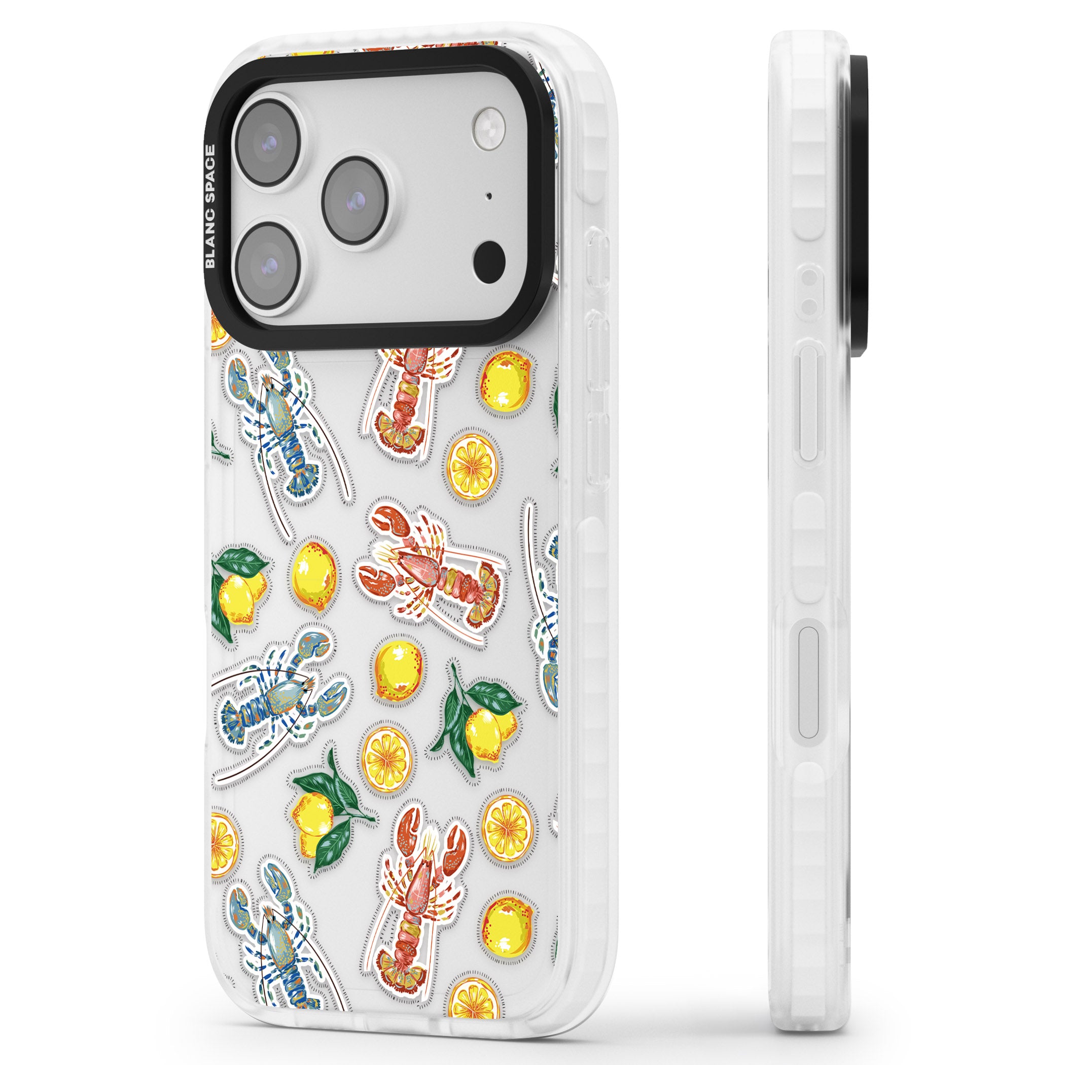 Lemons & Lobsters iPhone 17 Pro Impact Clear Phone Case Side Profile