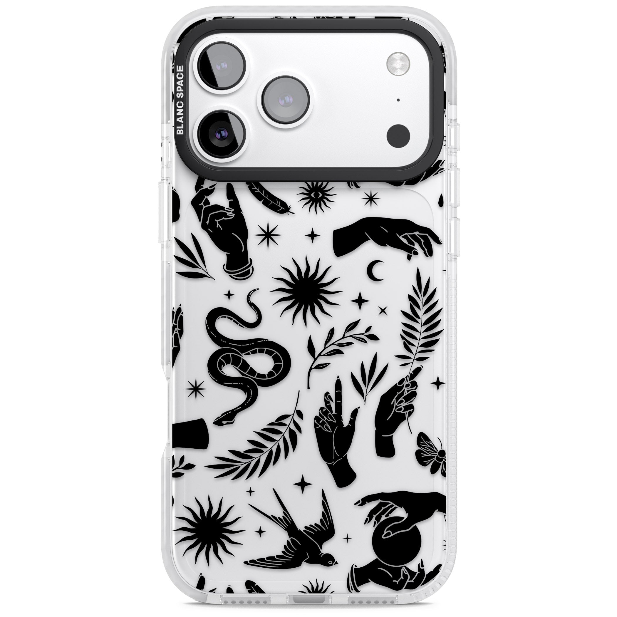 Celestial Pattern (Black) iPhone 17 Pro Impact Clear Phone Case