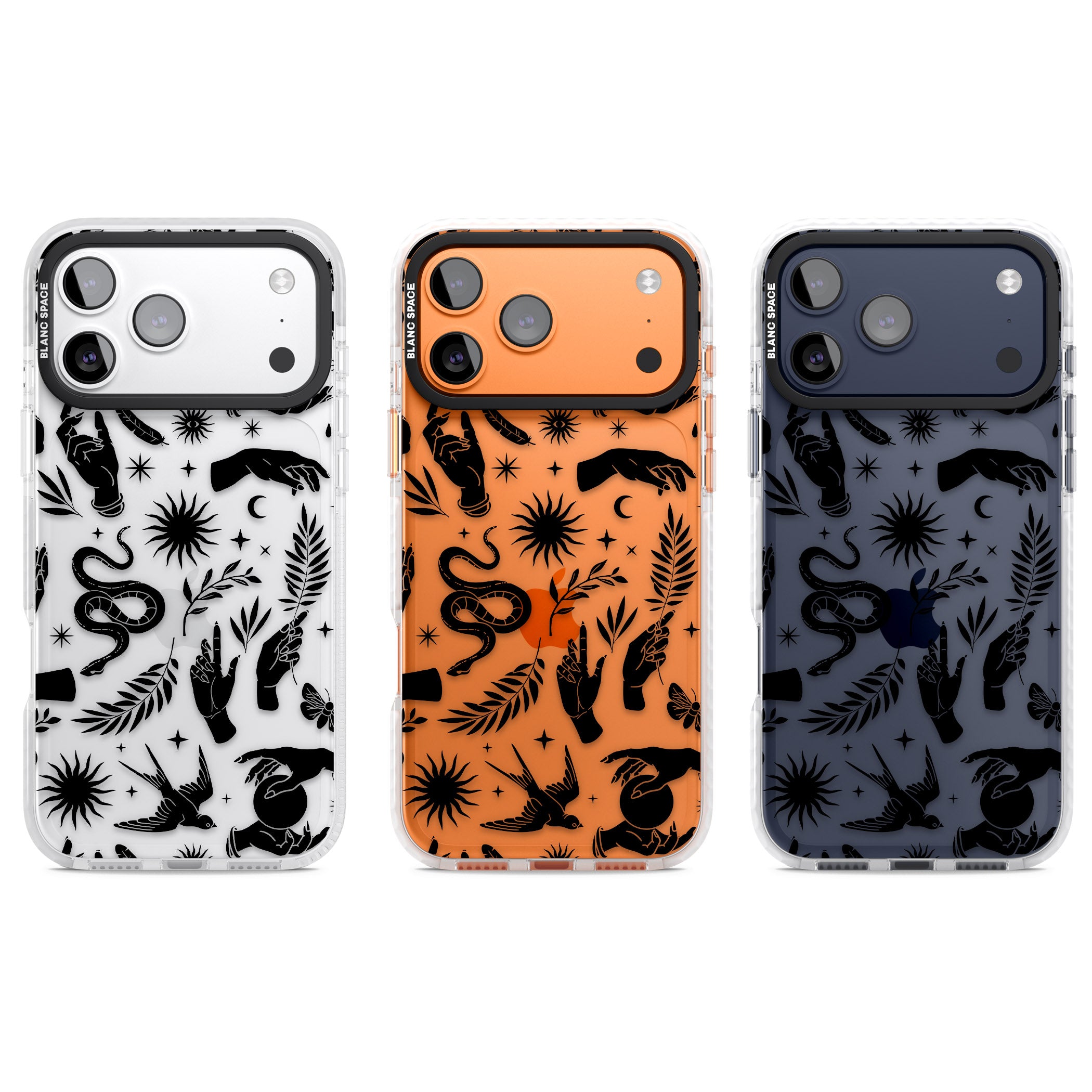 Celestial Pattern (Black) iPhone 17 Pro Impact Clear Phone Case APT Impact Protection