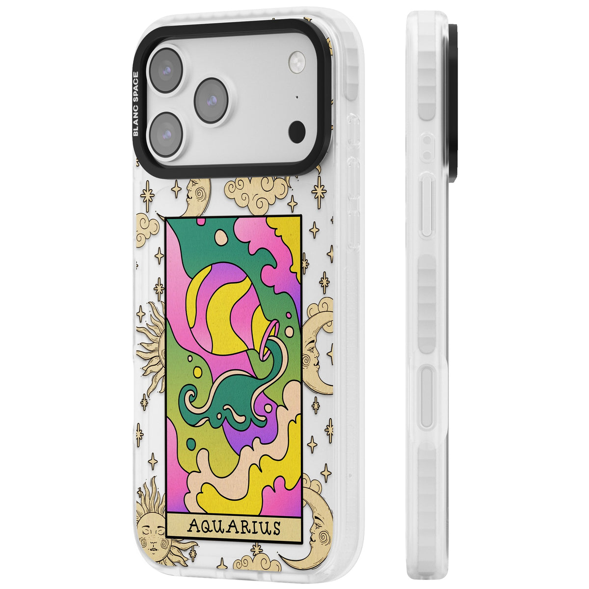 Celestial Zodiac Aquarius iPhone 17 Pro Max Impact Clear Phone Case side