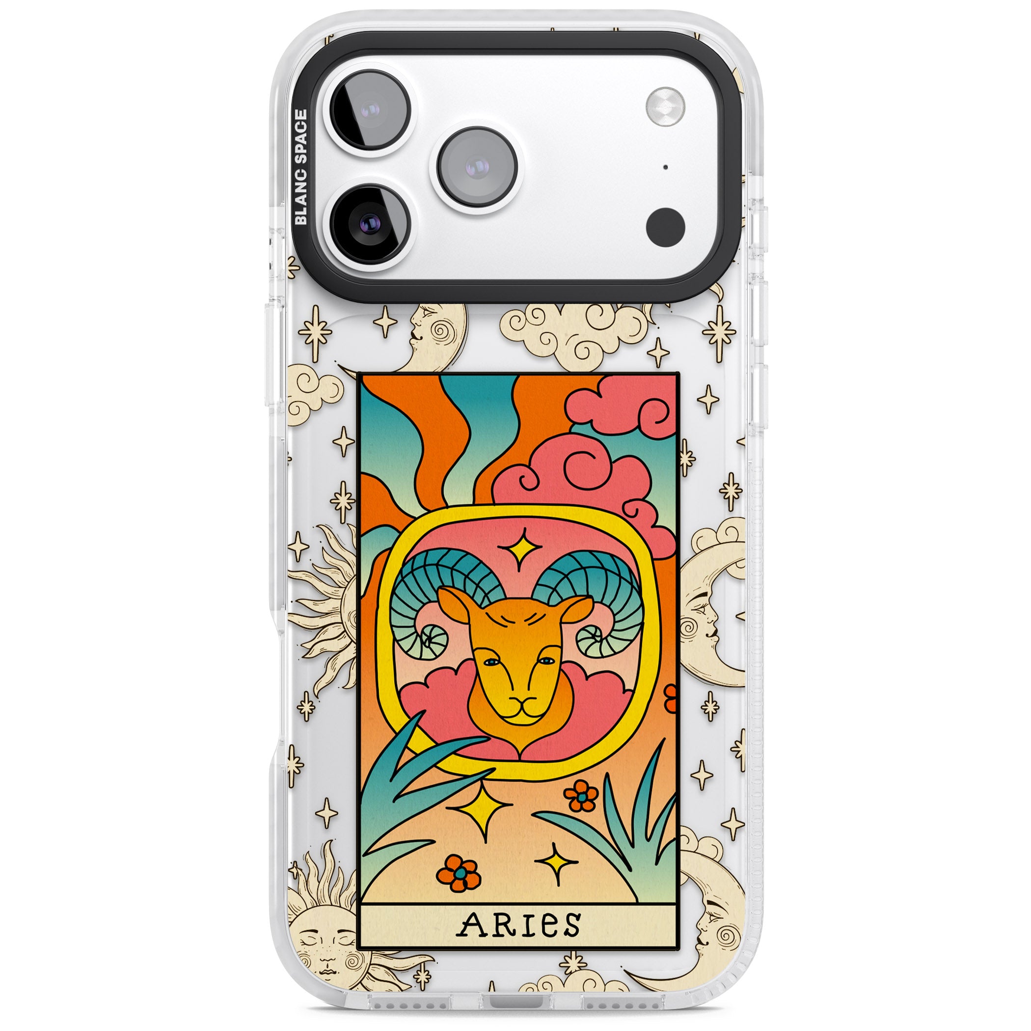 Celestial Zodiac Aries iPhone 17 Pro Impact Clear Phone Case