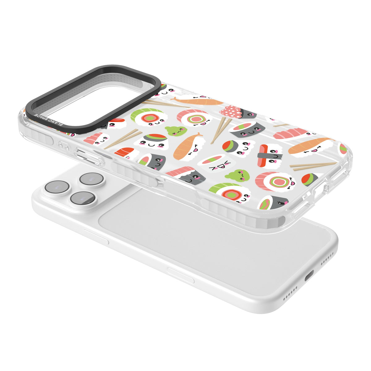 Kawaii Sushi Party iPhone 17 Pro Max Impact Clear Phone Case angled