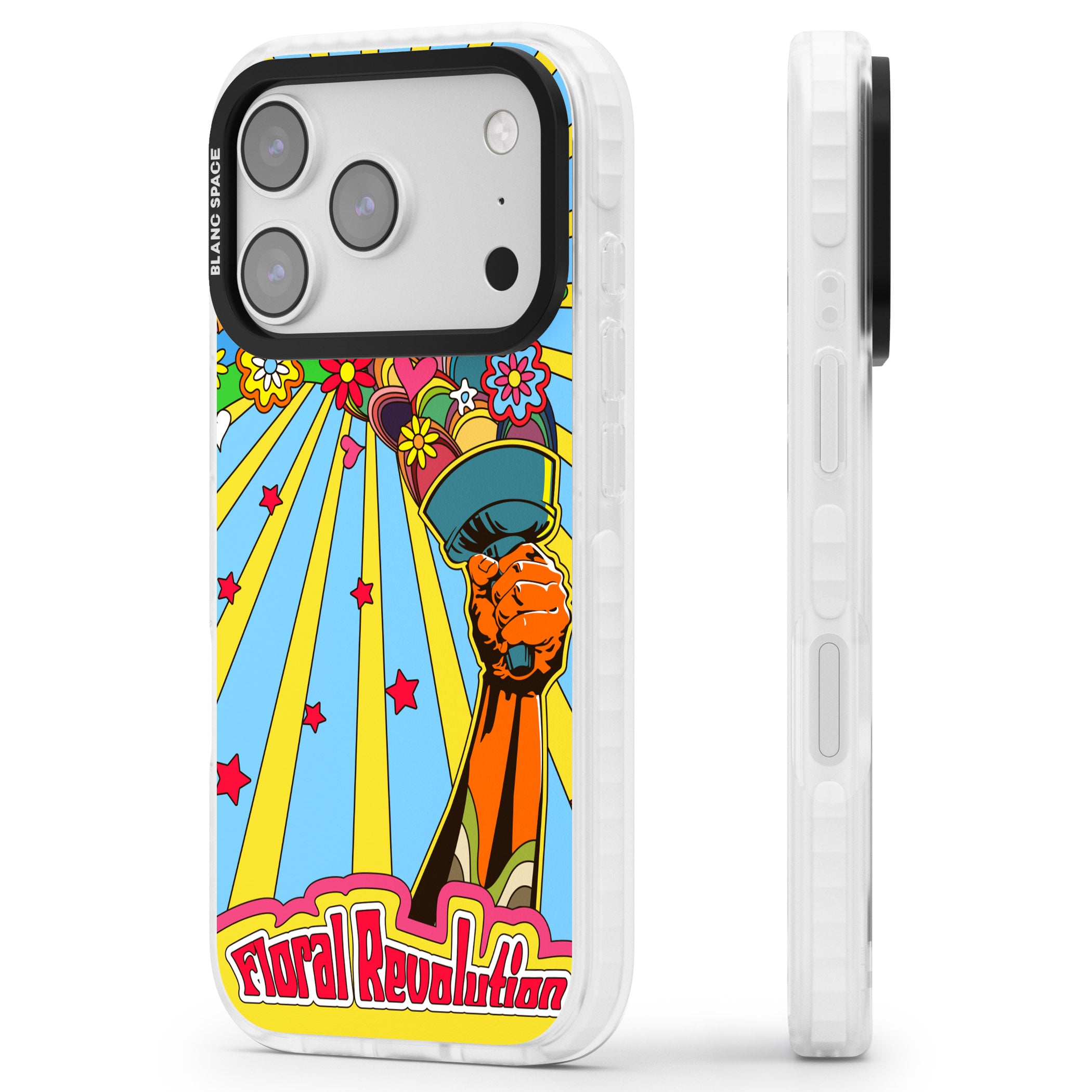 Floral Revolution iPhone 17 Pro Impact Clear Phone Case Side Profile