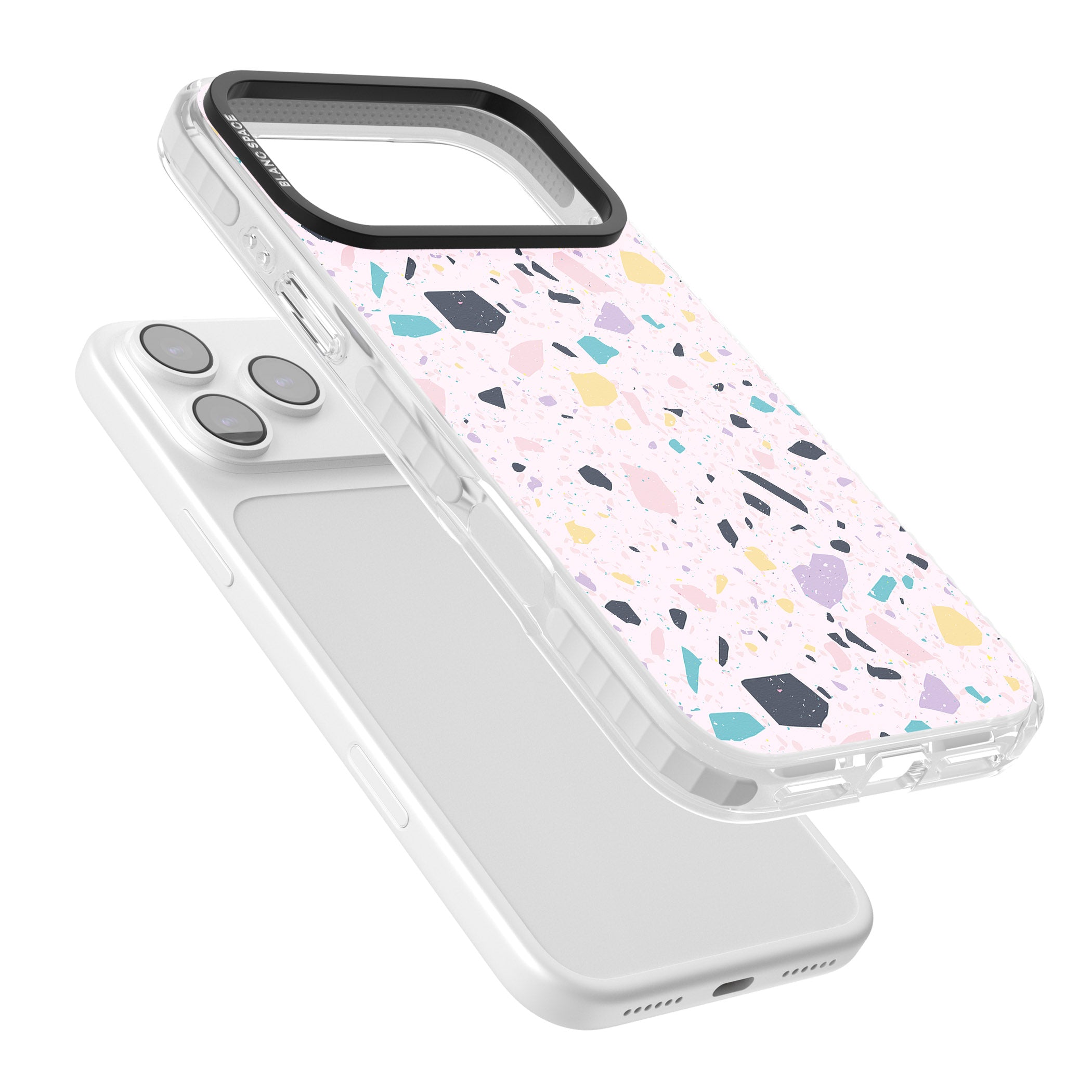 Pink, Purple & Turquoise Terrazzo Pattern iPhone 17 Pro Impact Clear Phone Case Colours