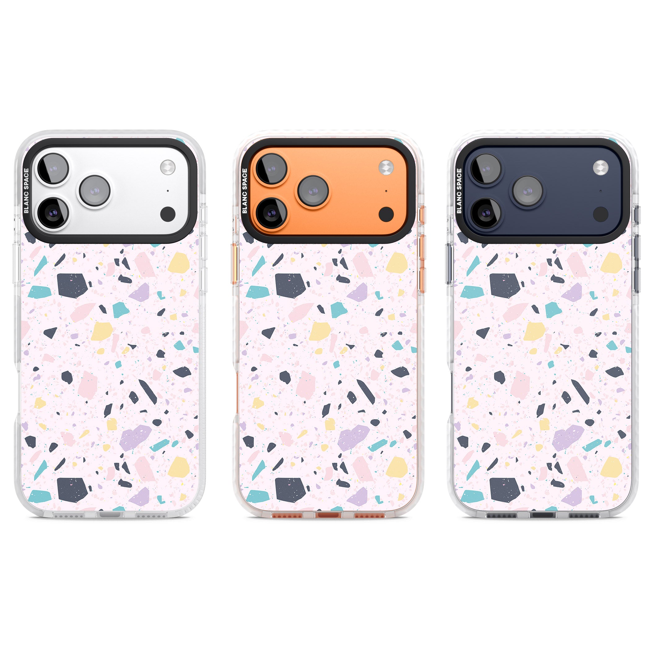 Pink, Purple & Turquoise Terrazzo Pattern iPhone 17 Pro Impact Clear Phone Case APT Impact Protection