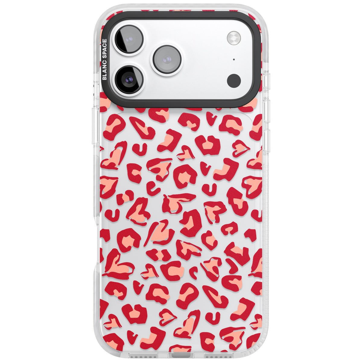 Heart Leopard Print iPhone 17 Pro Max Impact Clear Phone Case front