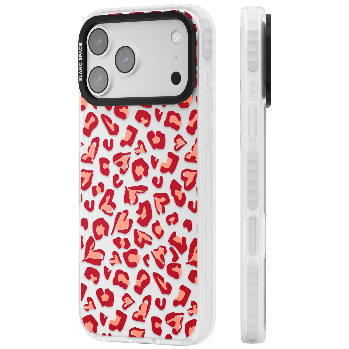 Heart Leopard Print iPhone 17 Pro Max Impact Clear Phone Case side