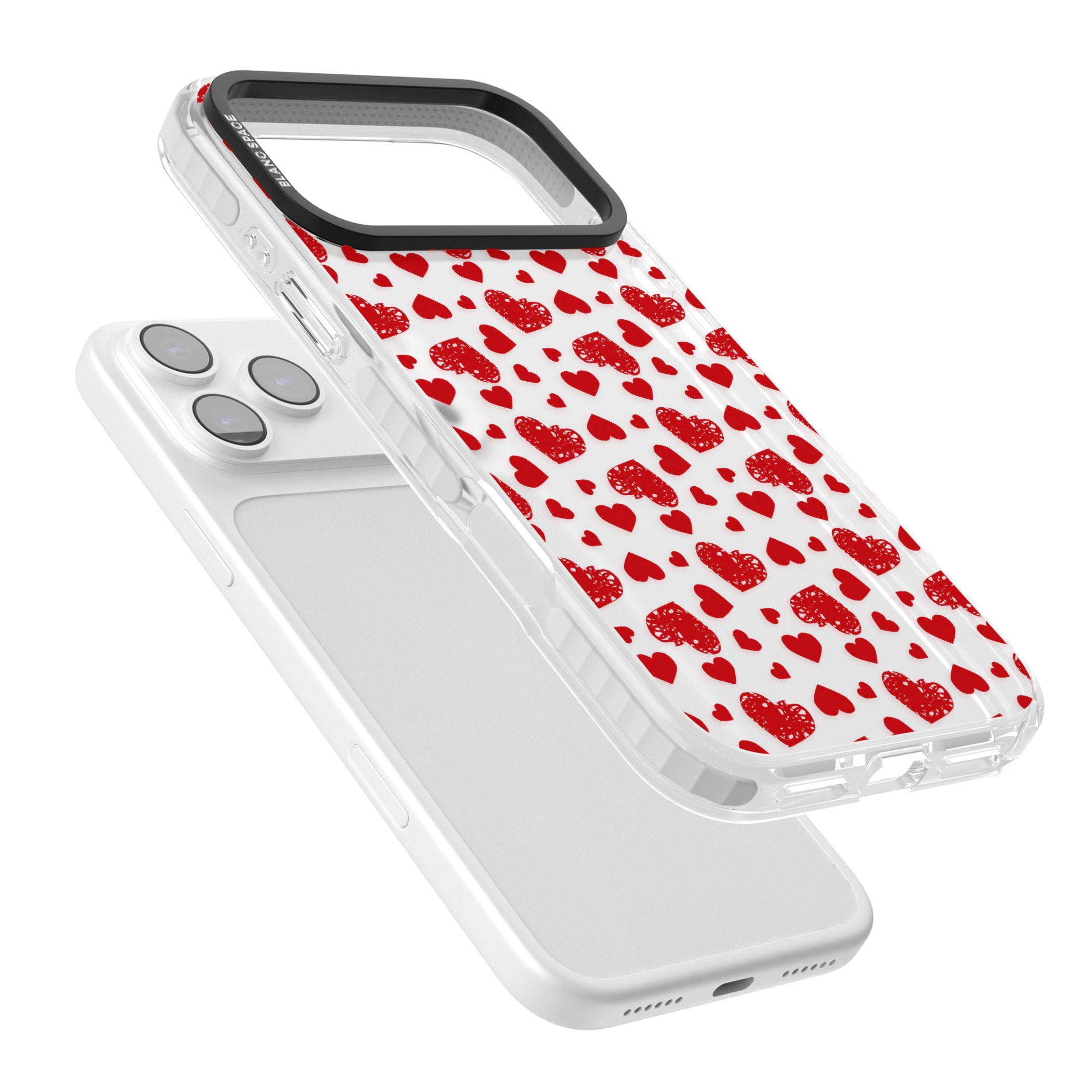 Red Heart Pattern Classic iPhone 17 Pro Impact Clear Phone Case Colours